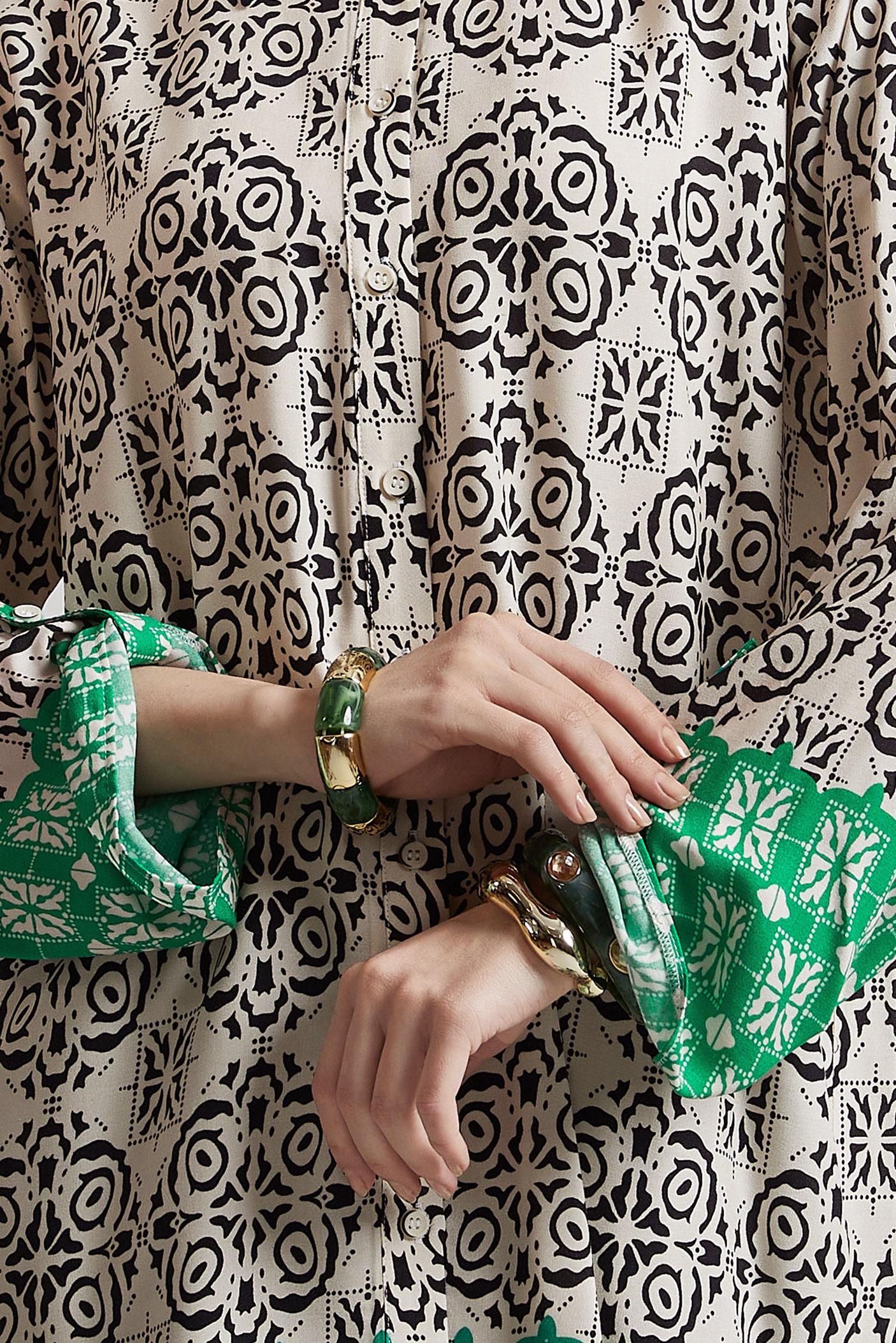 Tesettür giyim SİYAH DESENLİ TUNİK 44803