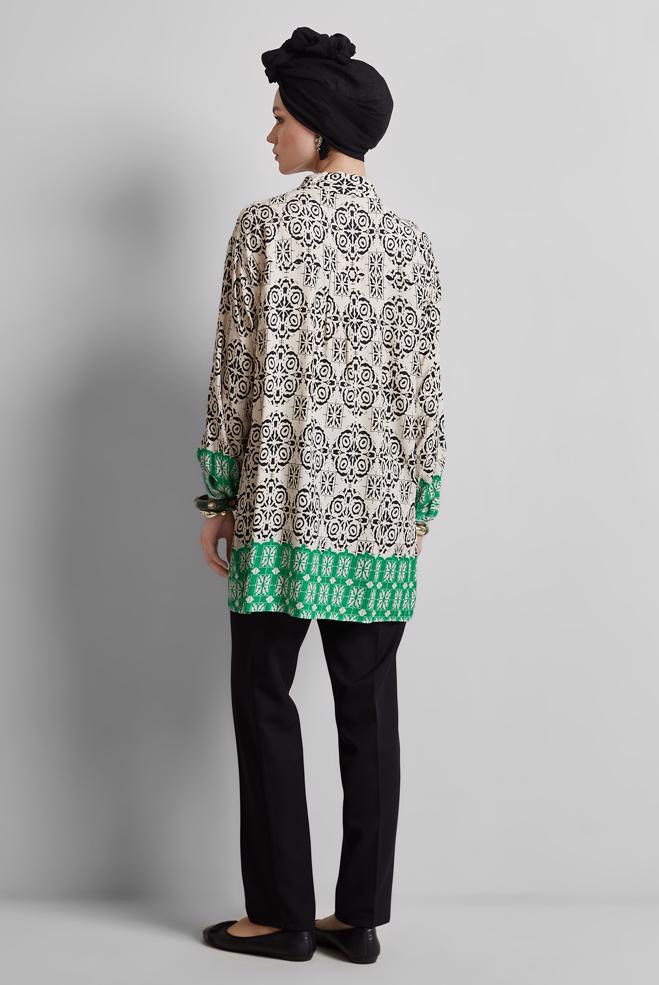 Tesettür giyim SİYAH DESENLİ TUNİK 44803 - ALVİNA