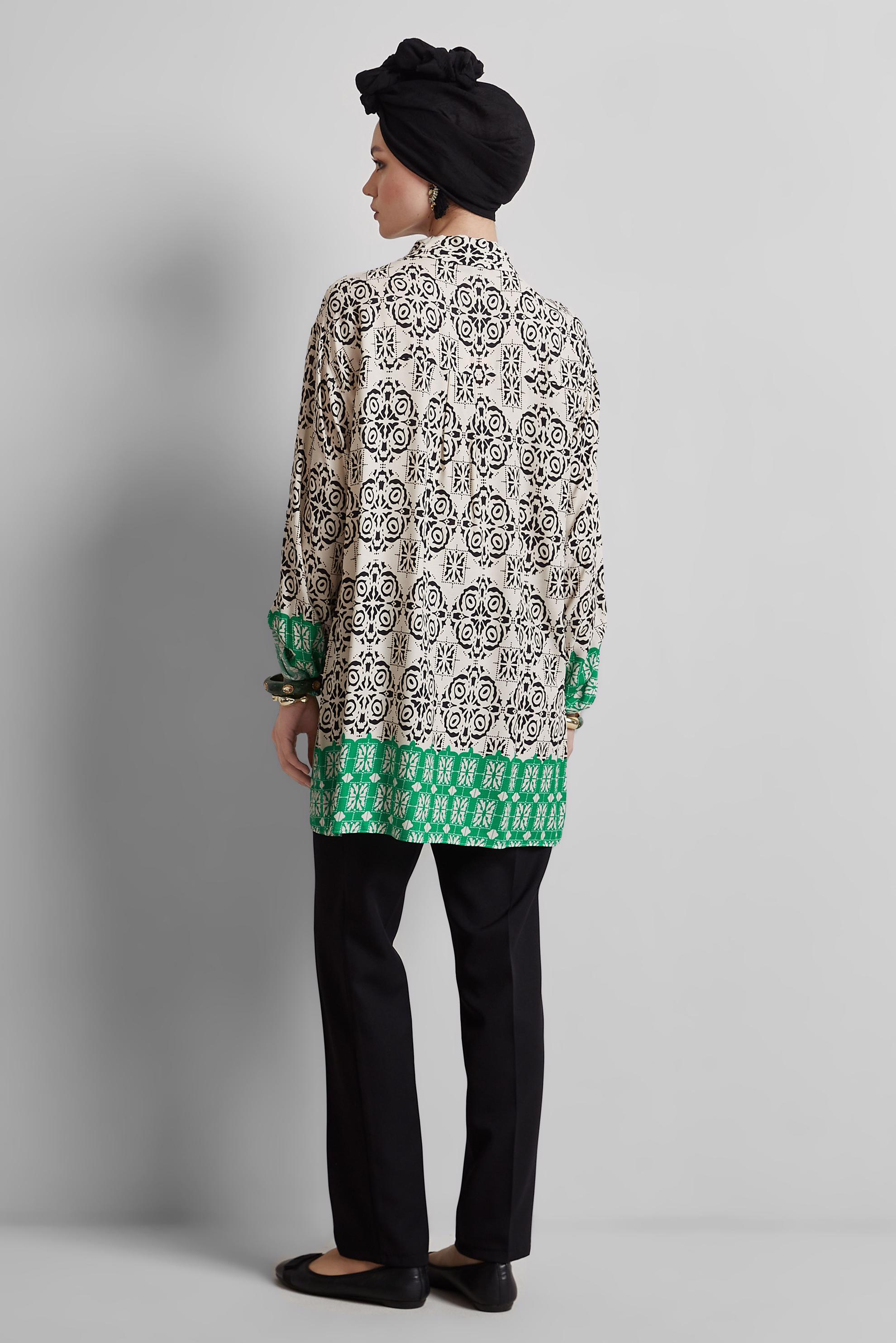 Tesettür giyim SİYAH DESENLİ TUNİK 44803