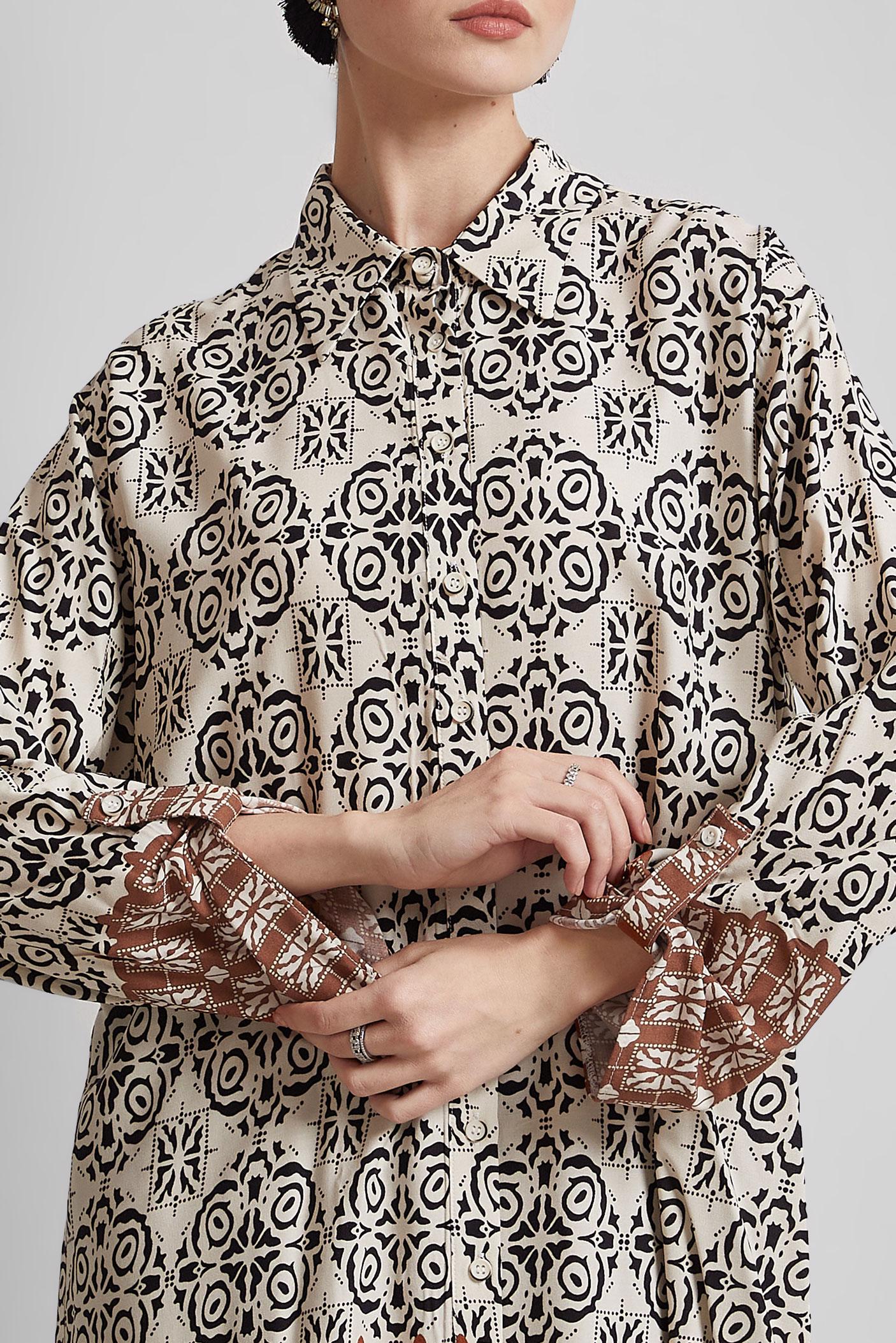 Tesettür giyim SİYAH DESENLİ TUNİK 44803