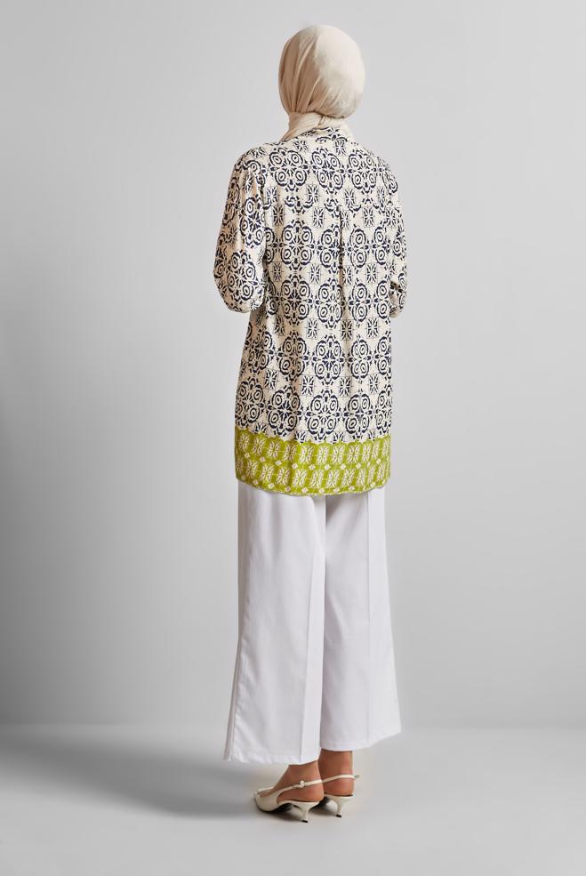 Hijab-Kleidung NAVY BLAU GEMUSTERTE TUNIKA 44803 - ALVİNA