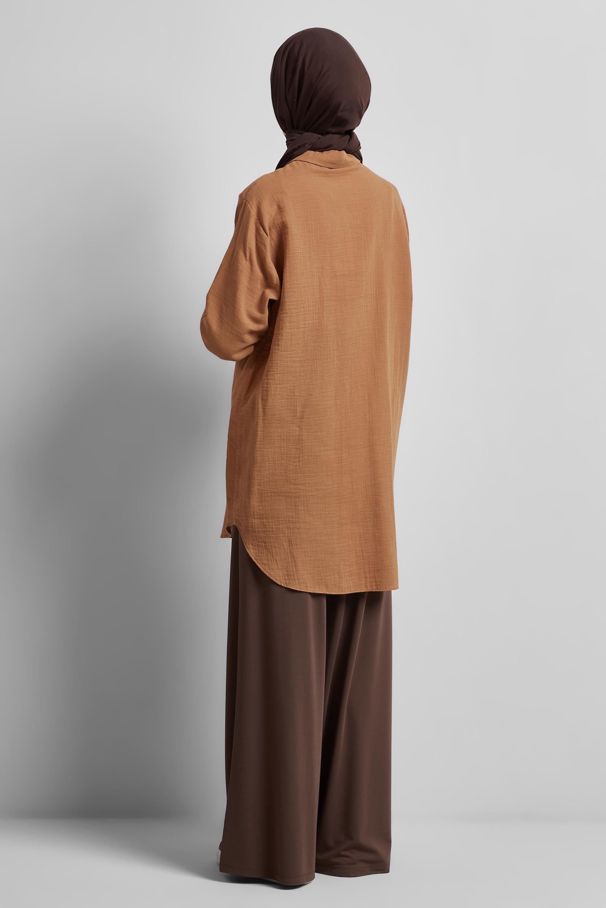 Tesettür giyim TABA PAMUKLU GÖMLEK TUNİK 44811