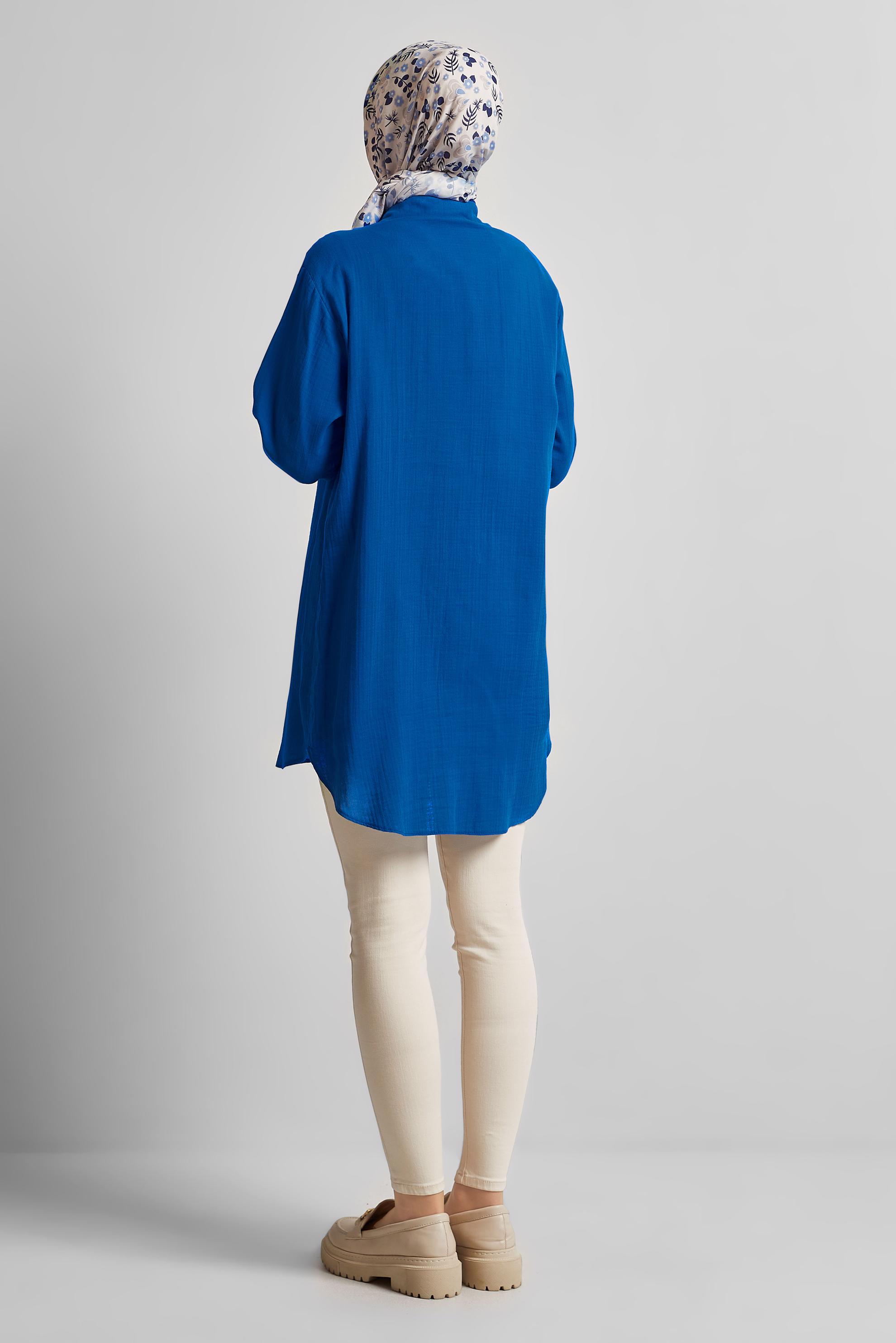 Tesettür giyim LACİVERT PAMUKLU GÖMLEK TUNİK 44811