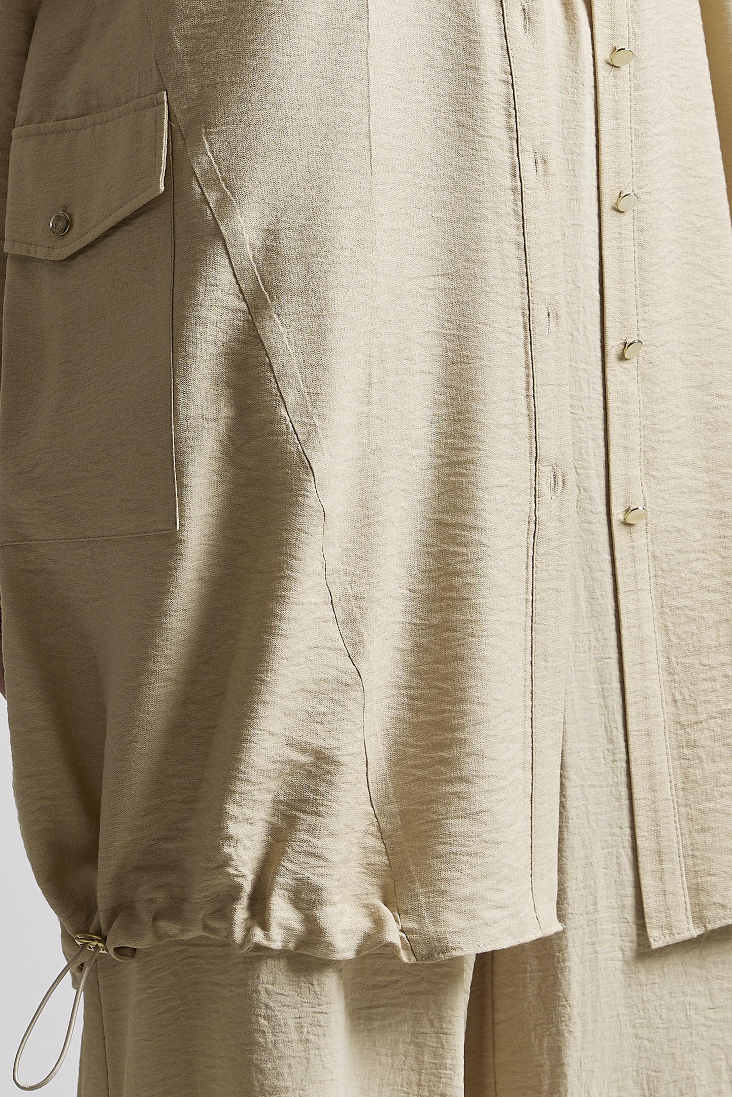 Tesettür giyim BEJ BÜZGÜ DETAYLI TUNİK 44814