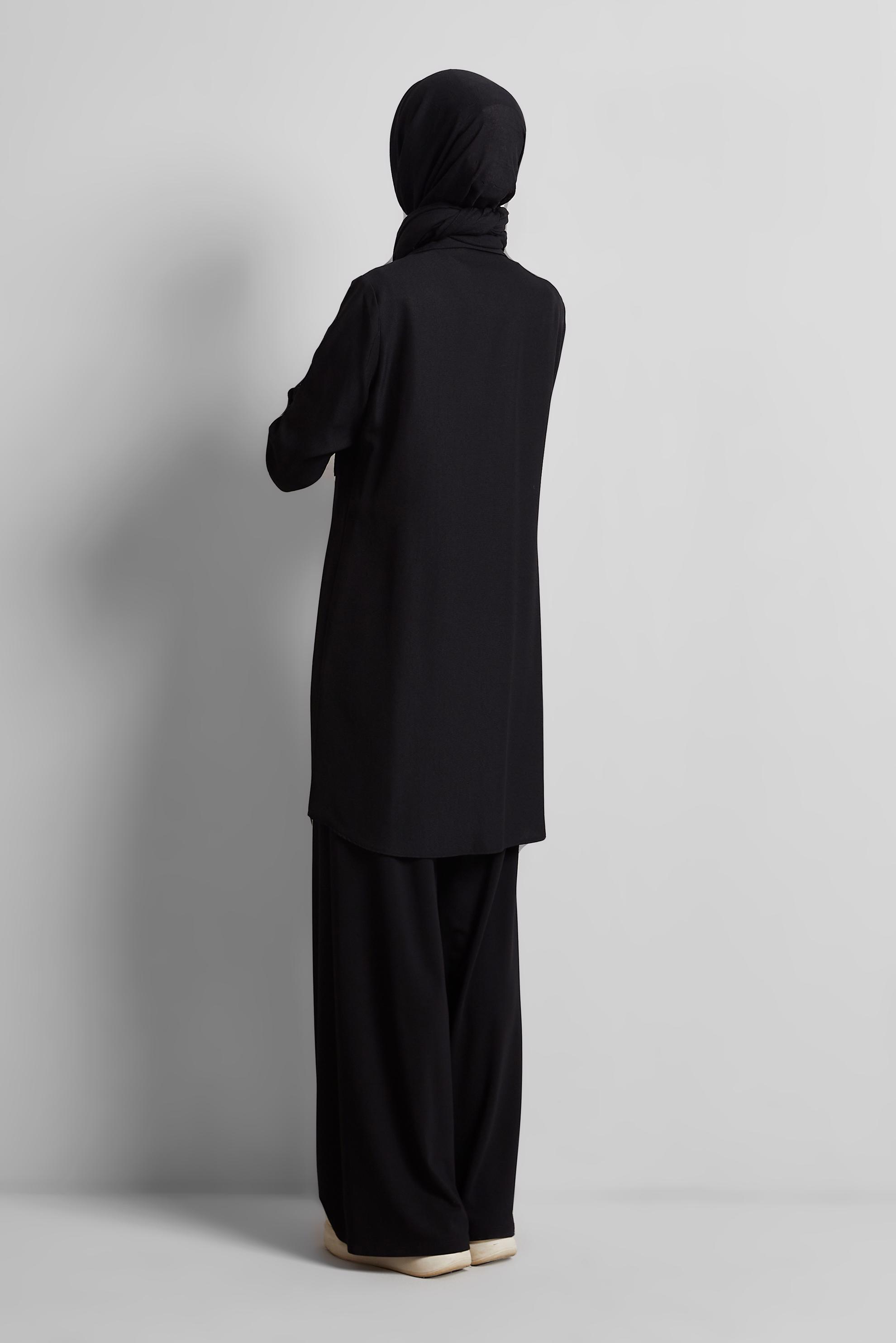 Tesettür giyim SİYAH GÖMLEK YAKA TUNİK 44815