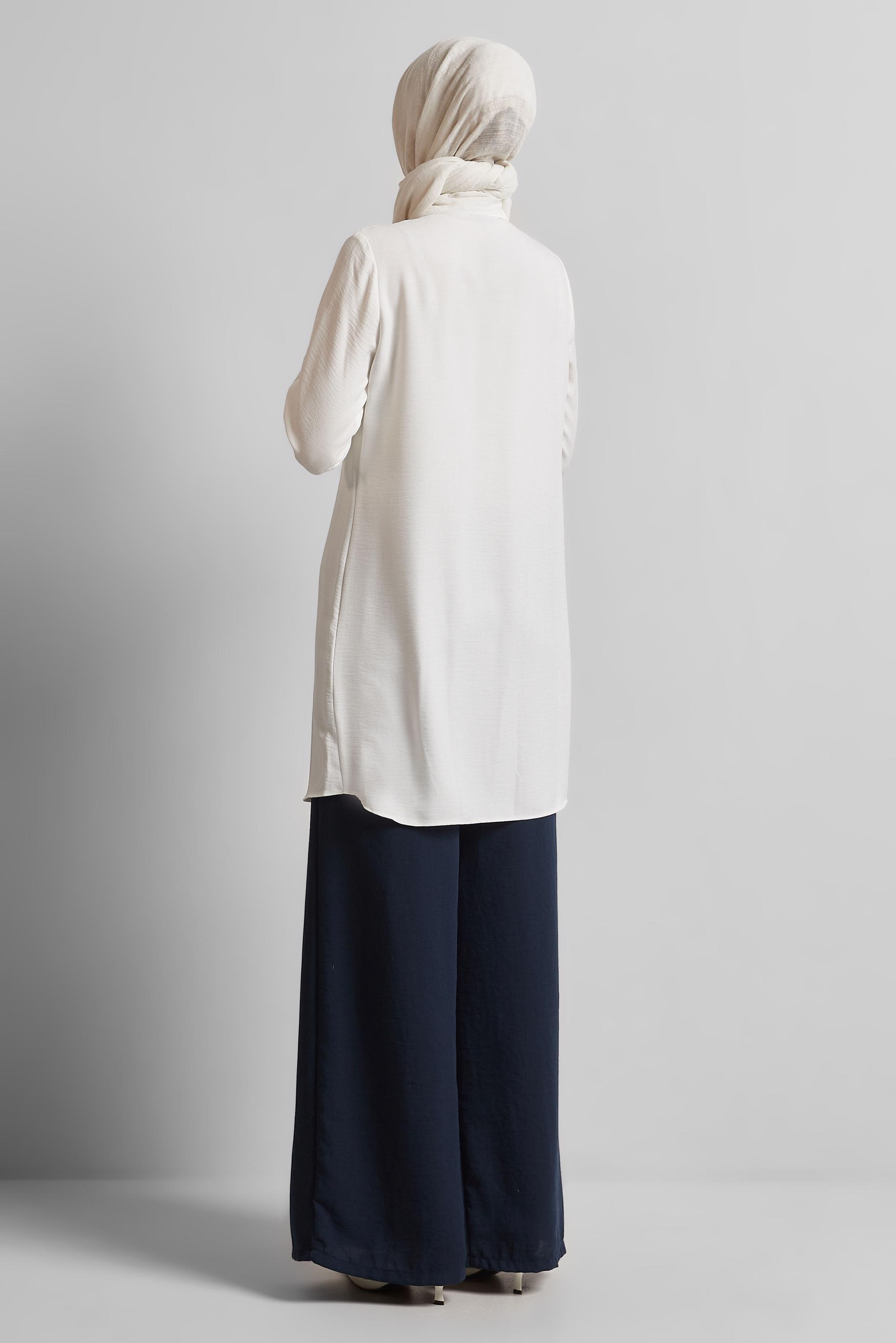 Tesettür giyim BEYAZ GÖMLEK YAKA TUNİK 44815