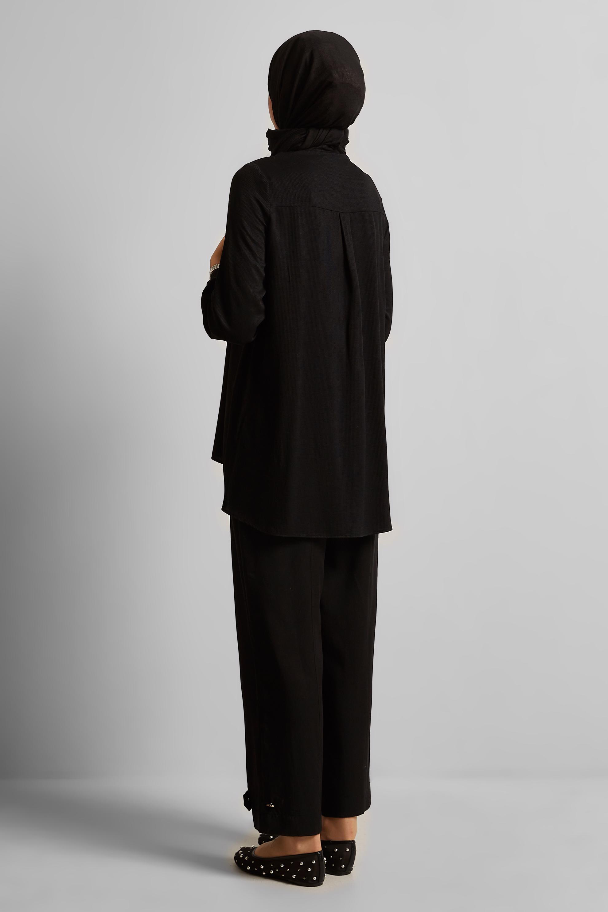 Tesettür giyim SİYAH ASİMETRİK KESİM TUNİK 44817