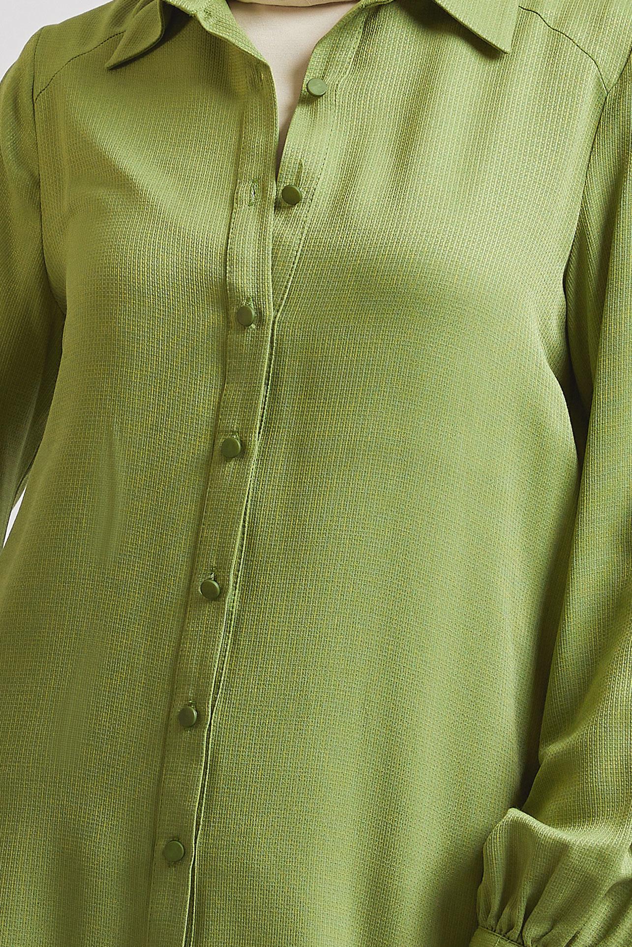 Tesettür giyim YEŞİL ASİMETRİK KESİM TUNİK 44817