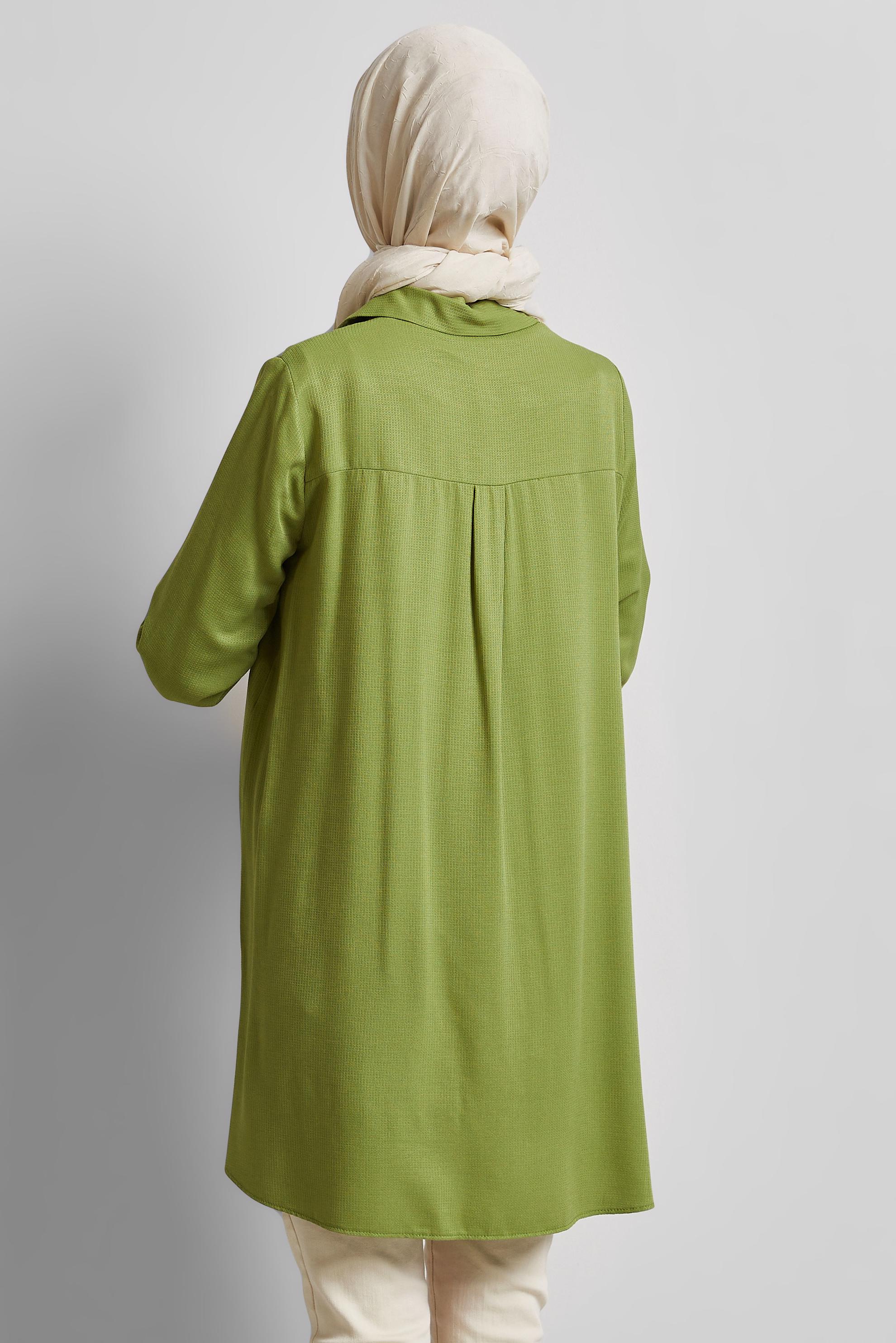 Tesettür giyim YEŞİL ASİMETRİK KESİM TUNİK 44817