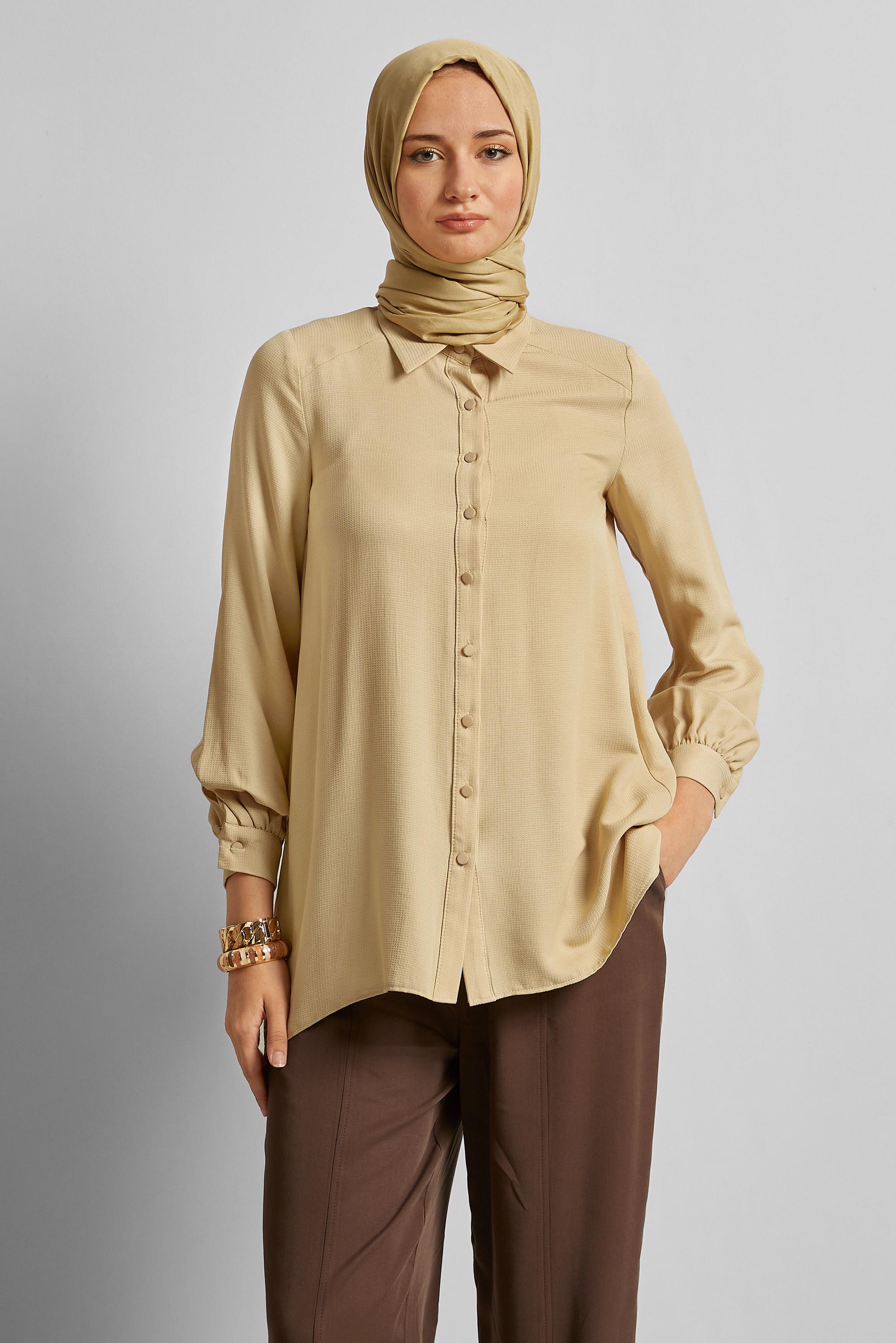 Vêtements hijab BRUN TUNIQUE COUPE ASYMÉTRIQUE 44817
