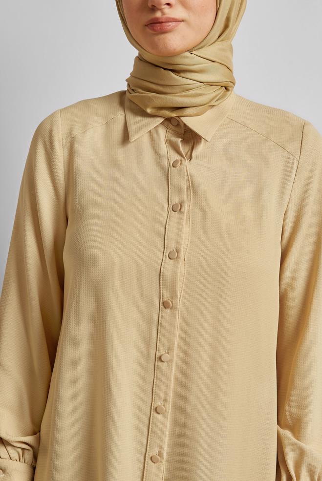 Vêtements hijab BRUN TUNIQUE COUPE ASYMÉTRIQUE 44817 - ALVİNA