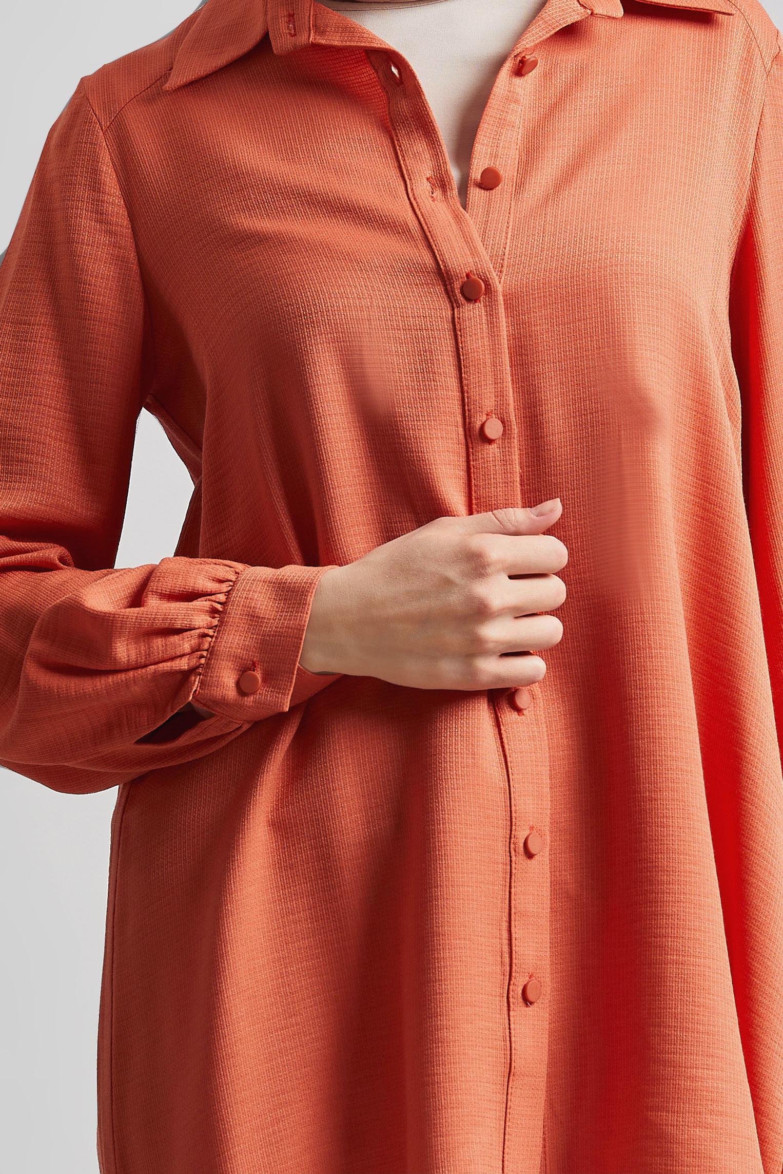 Tesettür giyim TURUNCU ASİMETRİK KESİM TUNİK 44817