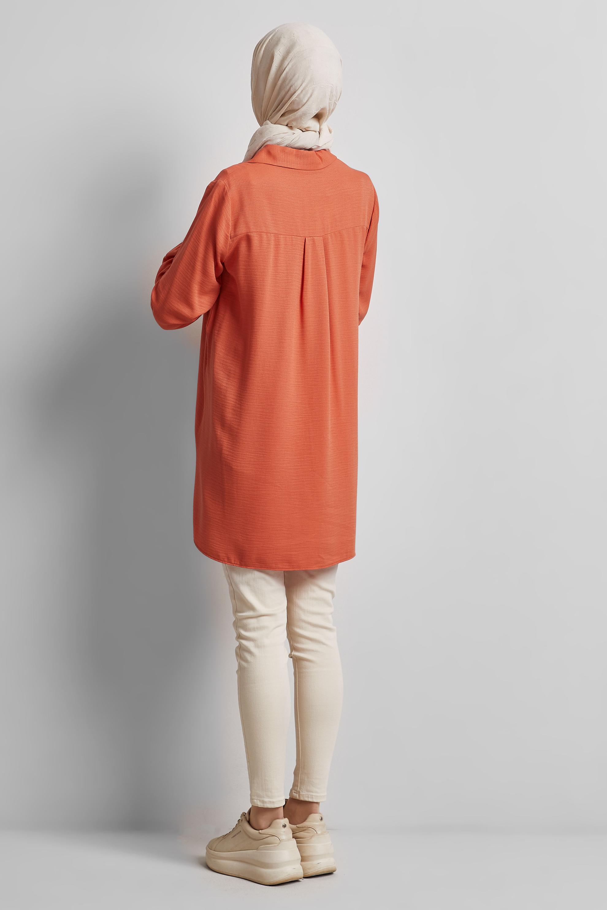 Tesettür giyim TURUNCU ASİMETRİK KESİM TUNİK 44817