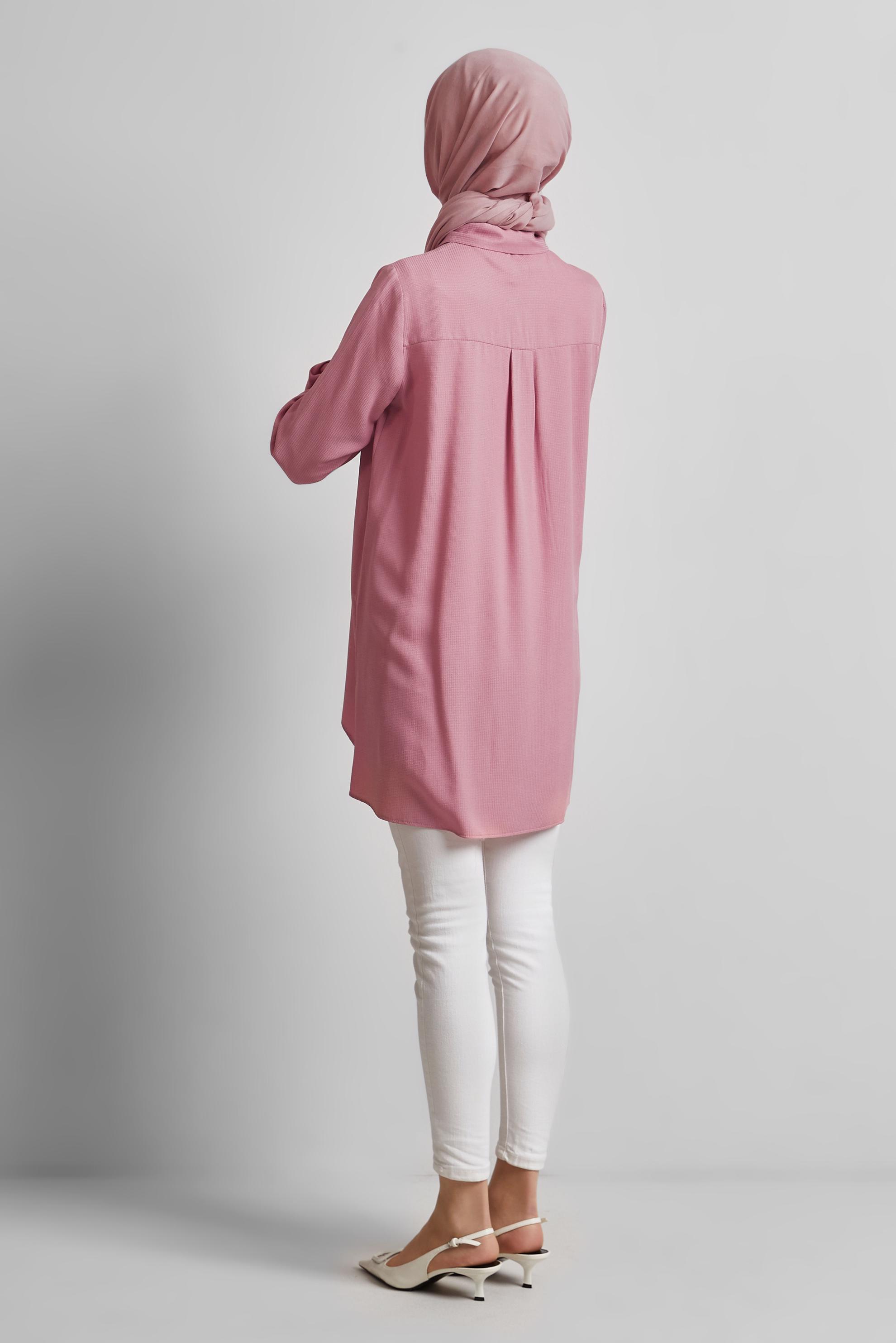 Tesettür giyim PUDRA ASİMETRİK KESİM TUNİK 44817