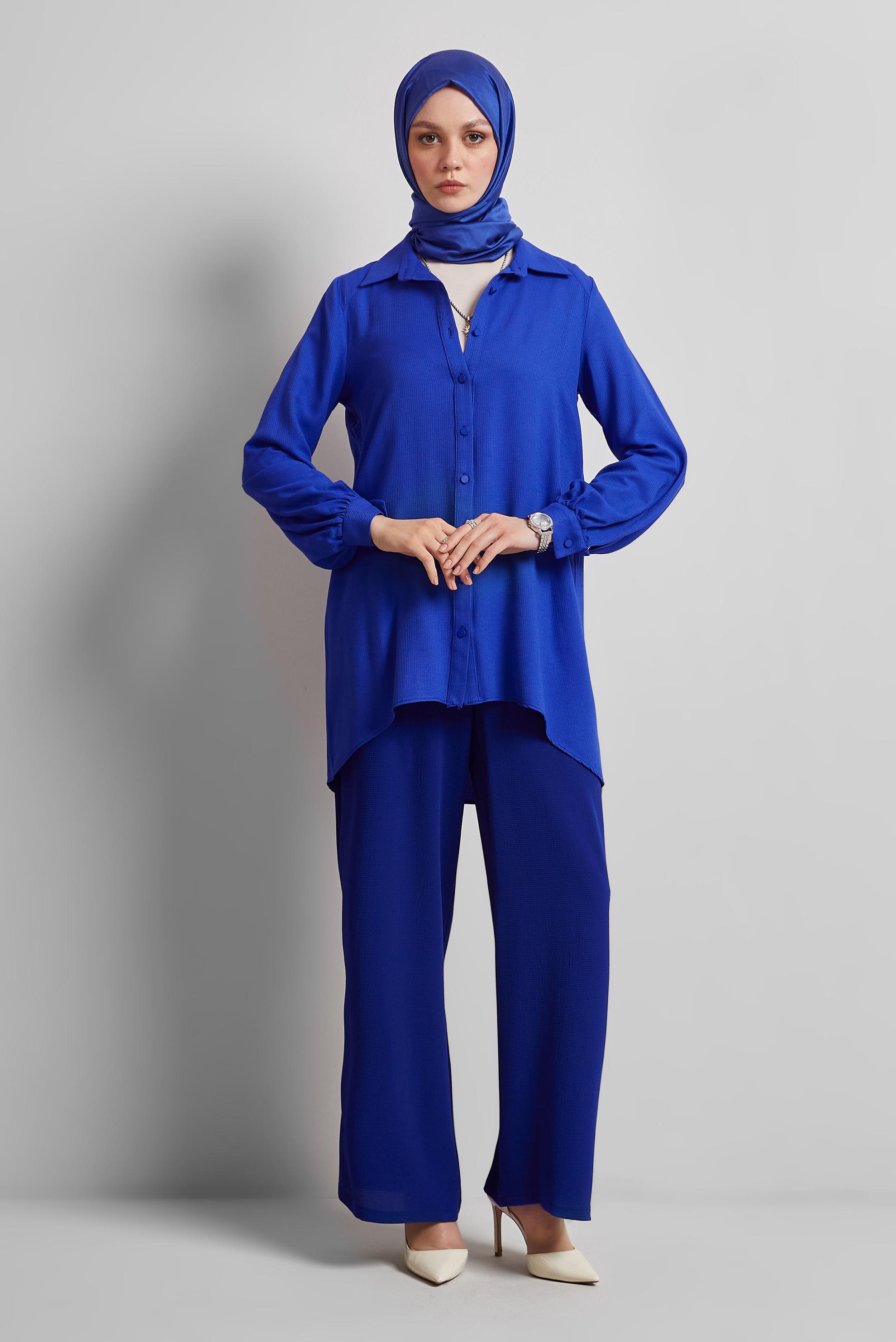 Tesettür giyim LACİVERT ASİMETRİK KESİM TUNİK 44817