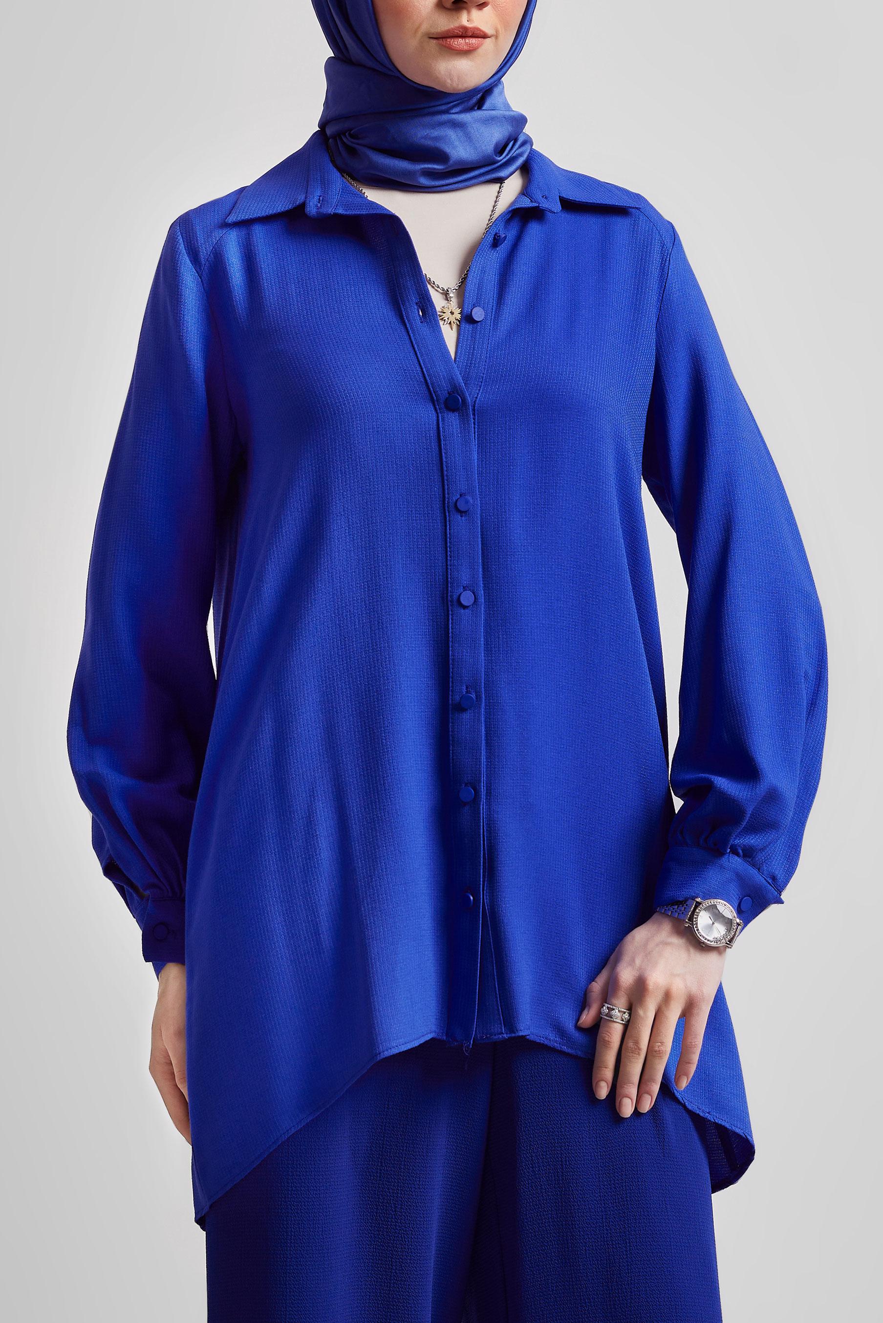 Tesettür giyim LACİVERT ASİMETRİK KESİM TUNİK 44817