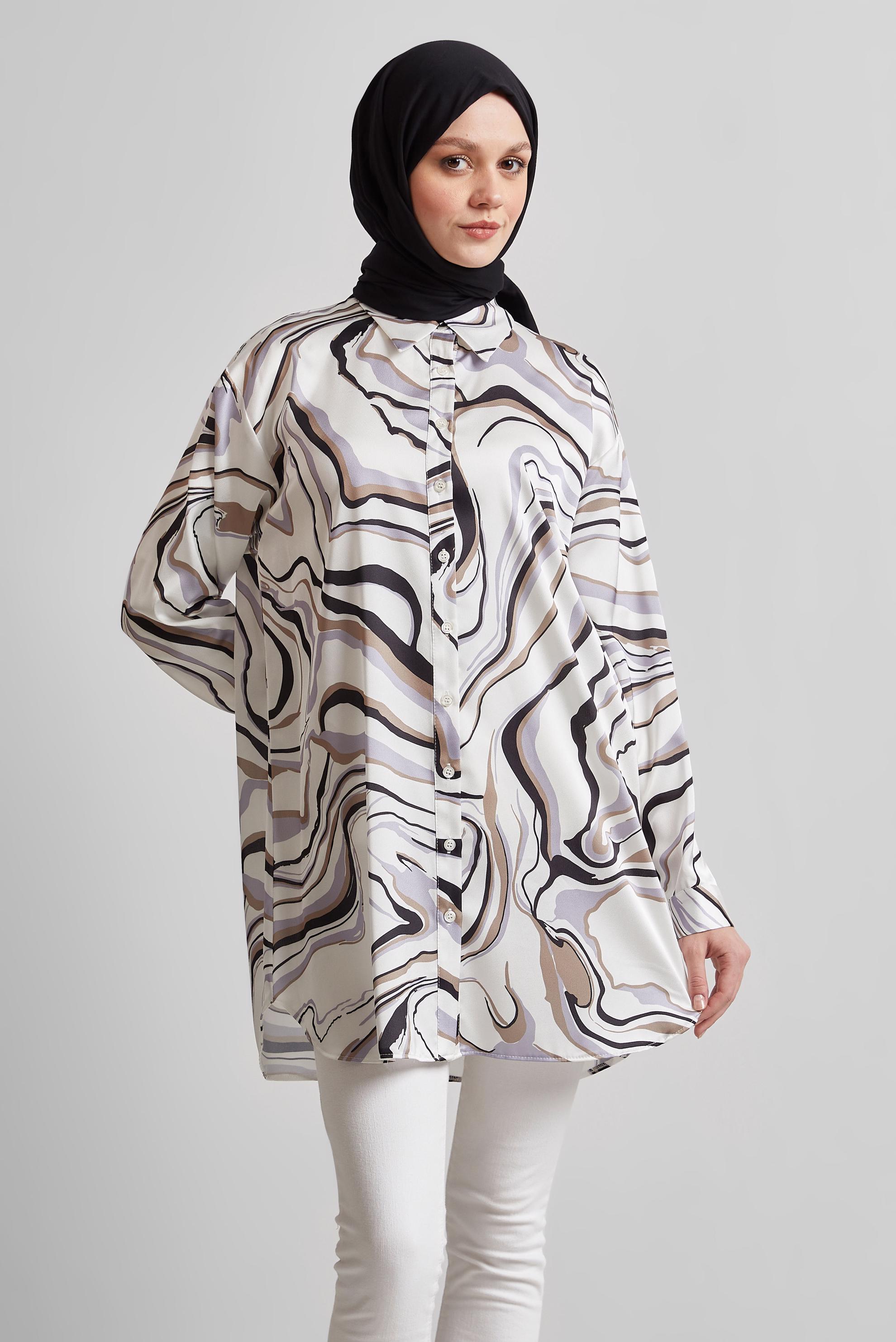 Tesettür giyim VİZON DESENLİ TUNİK 44819