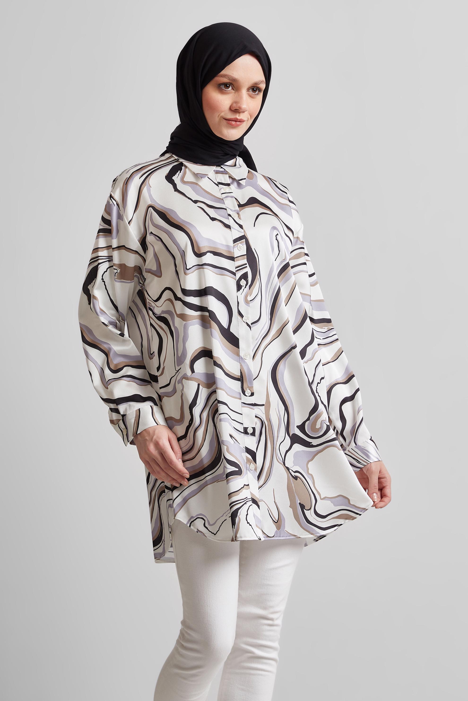 Tesettür giyim VİZON DESENLİ TUNİK 44819