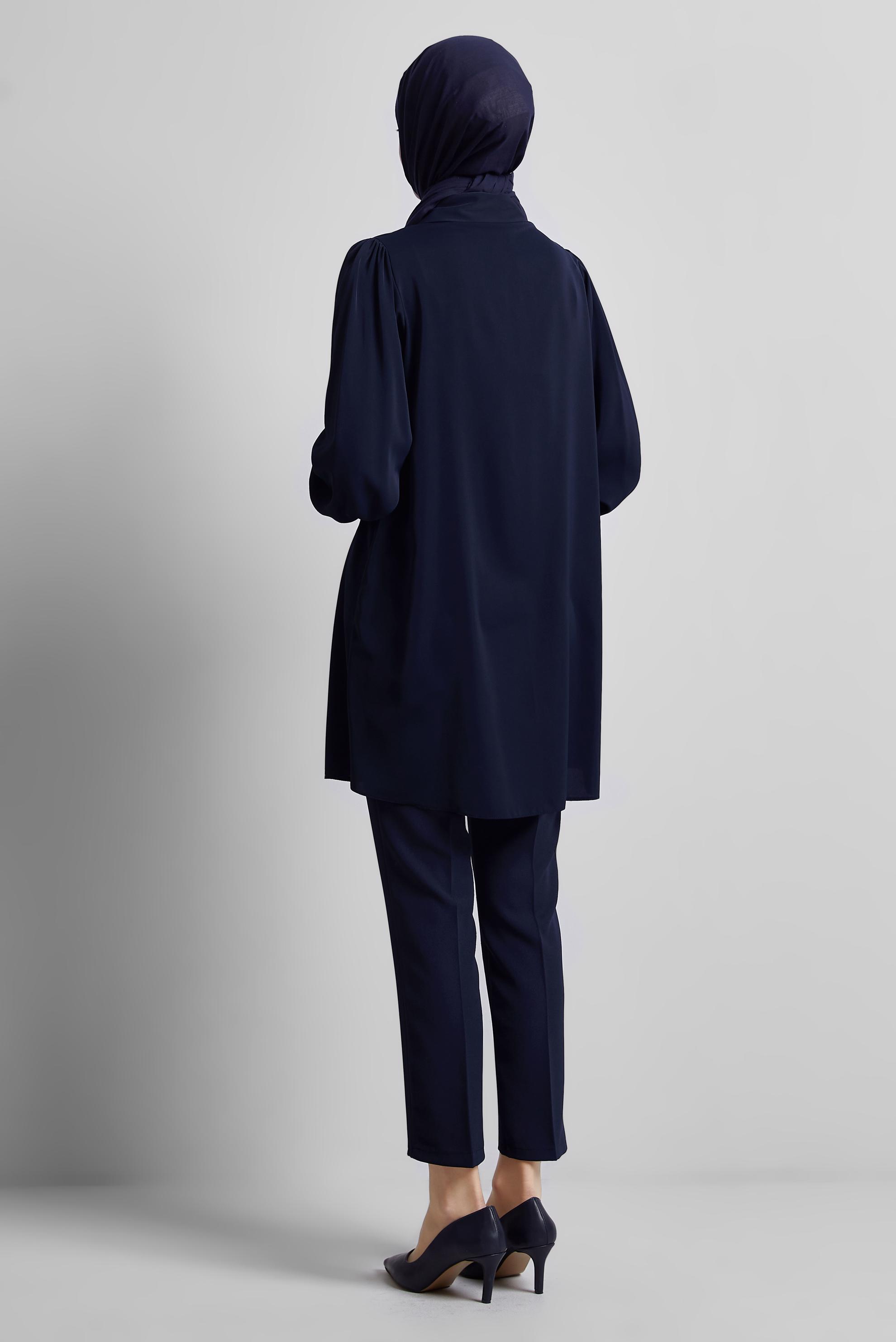 Tesettür giyim LACİVERT PUL BASKILI GÖMLEK TUNİK 45320