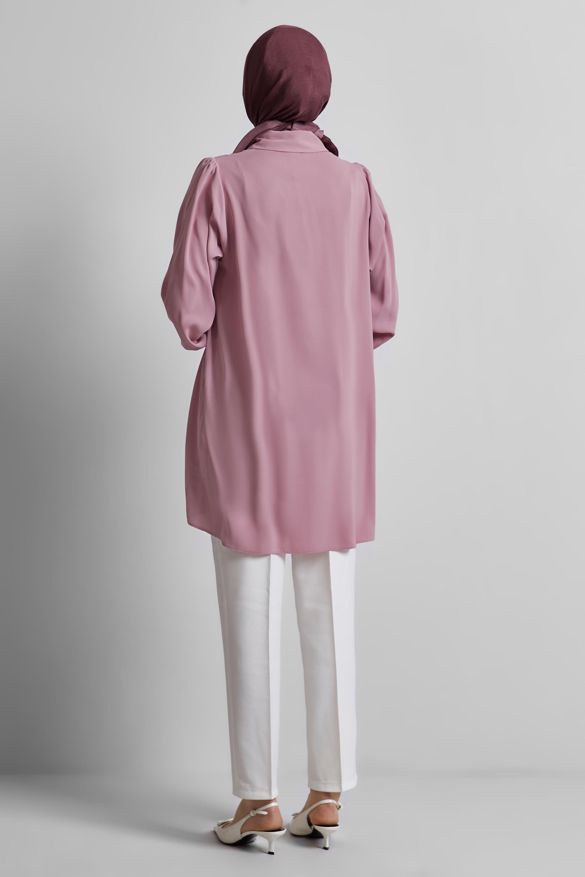 Tesettür giyim PUDRA PUL BASKILI GÖMLEK TUNİK 45320