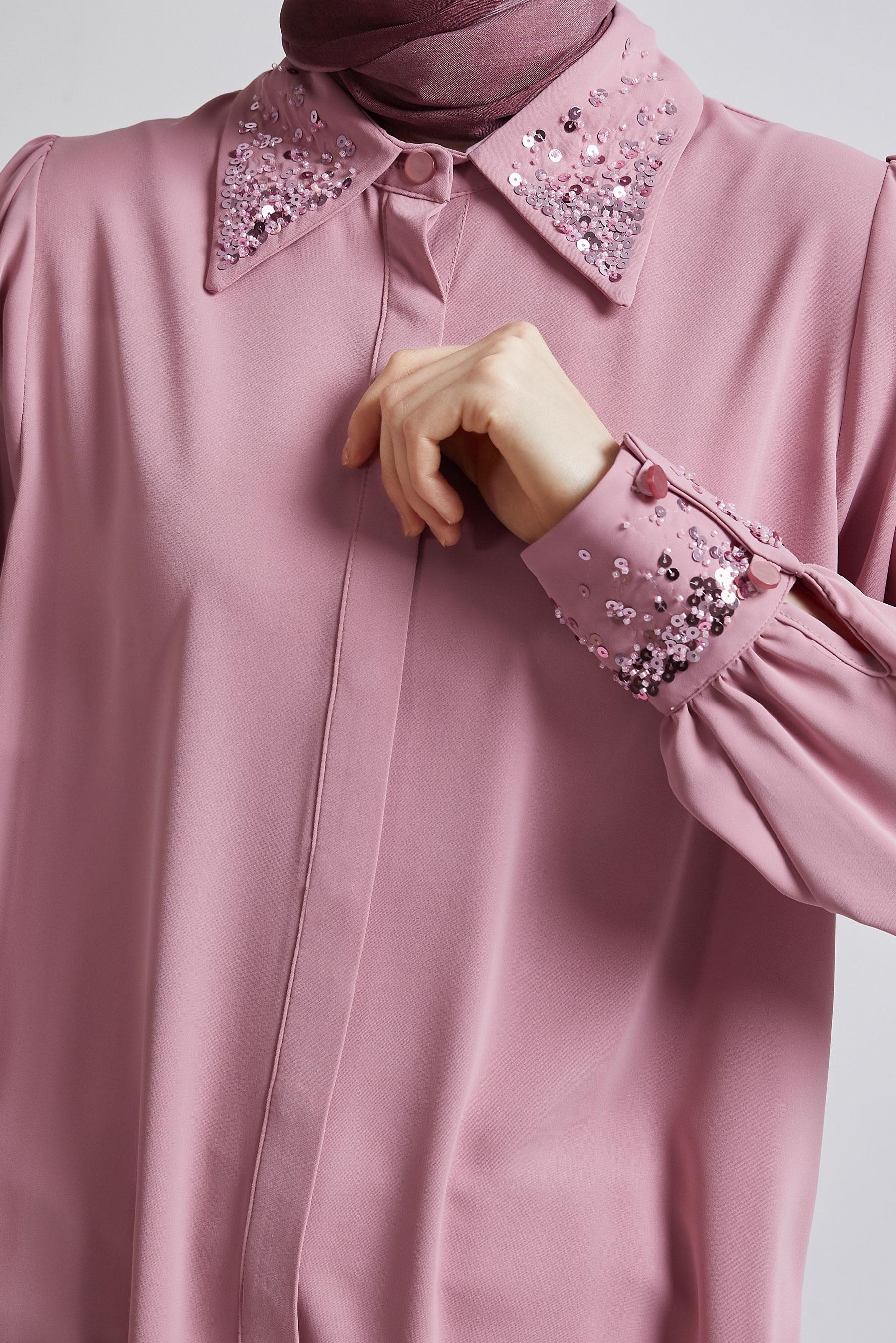 Tesettür giyim PUDRA PUL BASKILI GÖMLEK TUNİK 45320