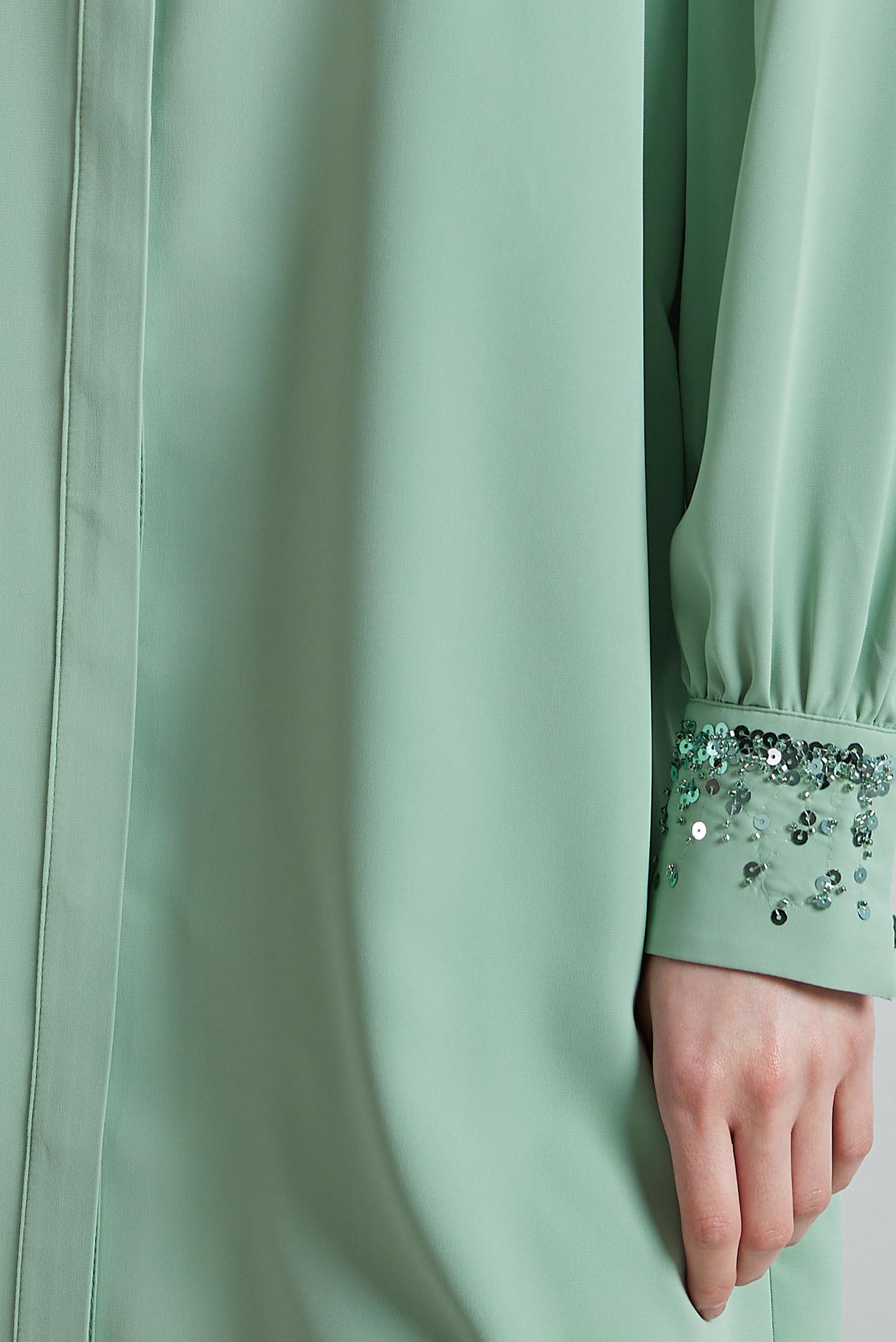 Tesettür giyim YEŞİL PUL BASKILI GÖMLEK TUNİK 45320