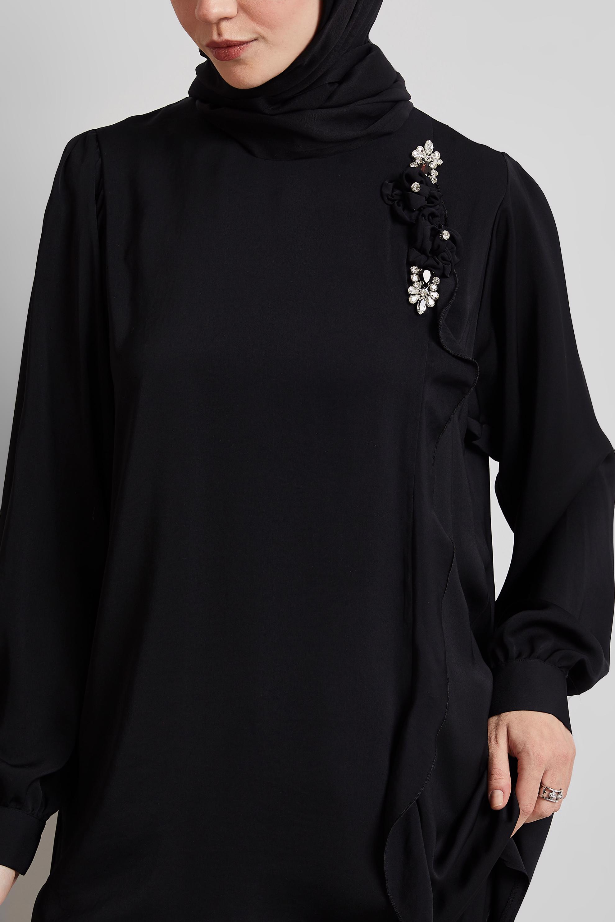 Tesettür giyim SİYAH TAŞ DETAYLI TUNİK 45322