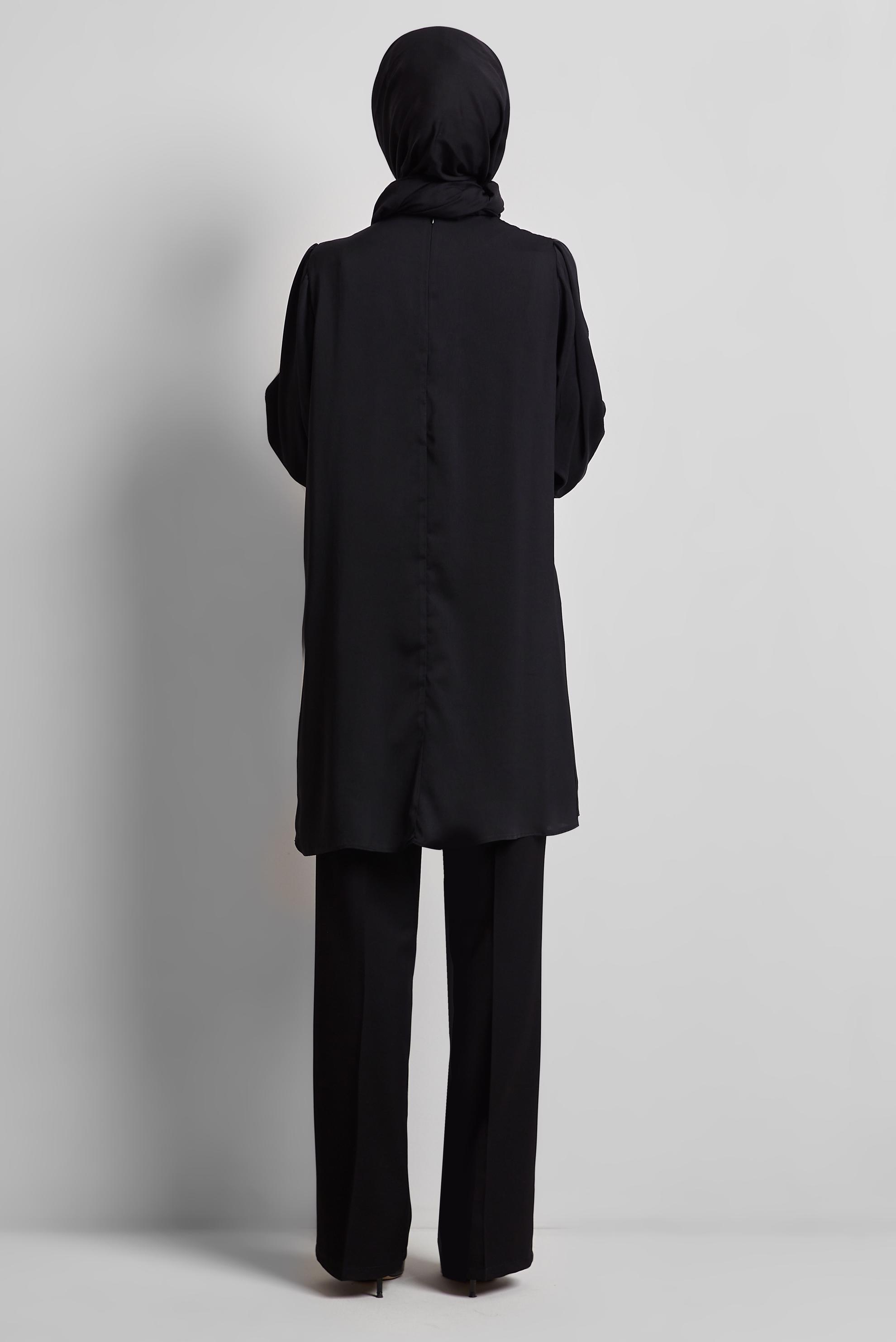 Tesettür giyim SİYAH TAŞ DETAYLI TUNİK 45322