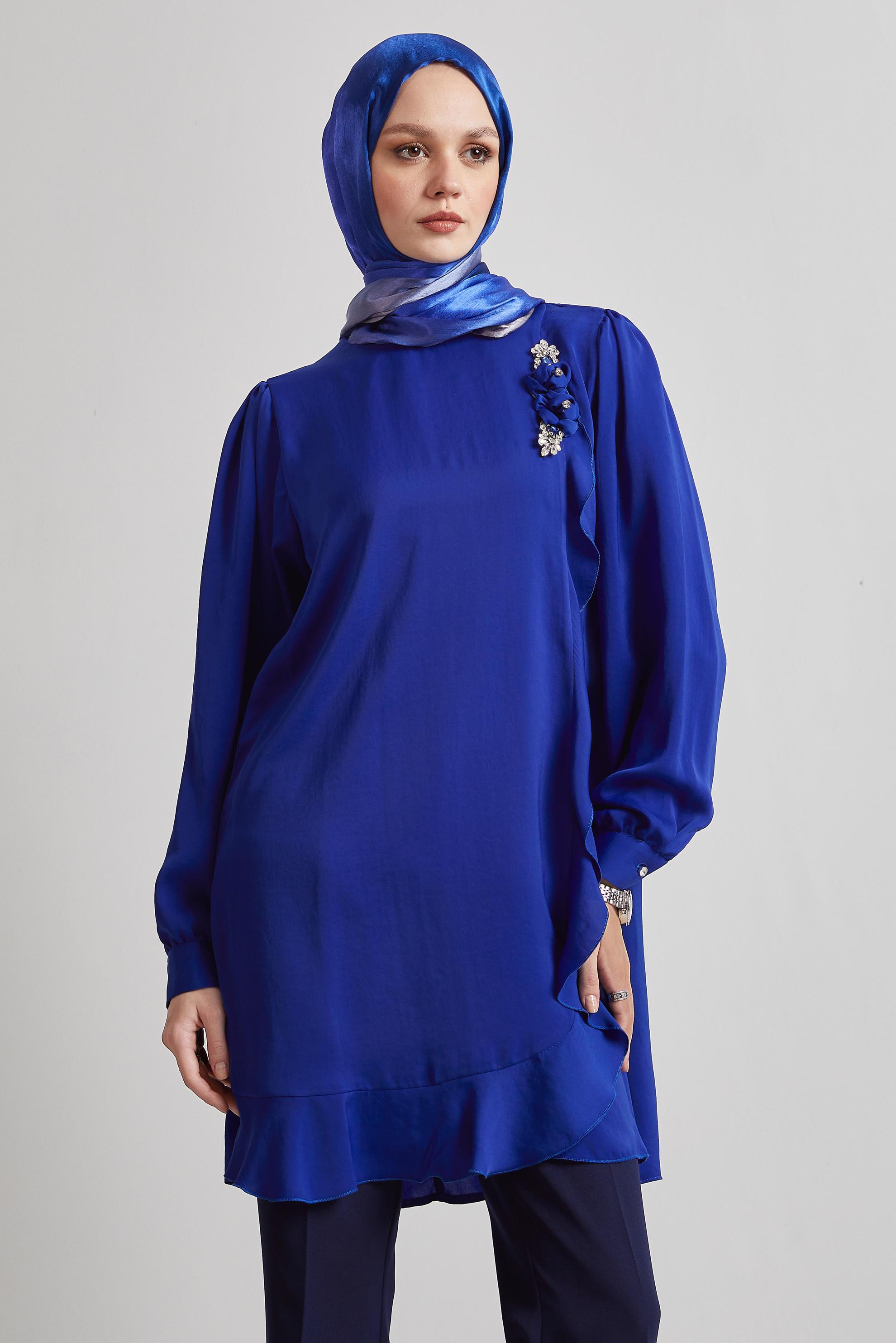 Tesettür giyim LACİVERT TAŞ DETAYLI TUNİK 45322