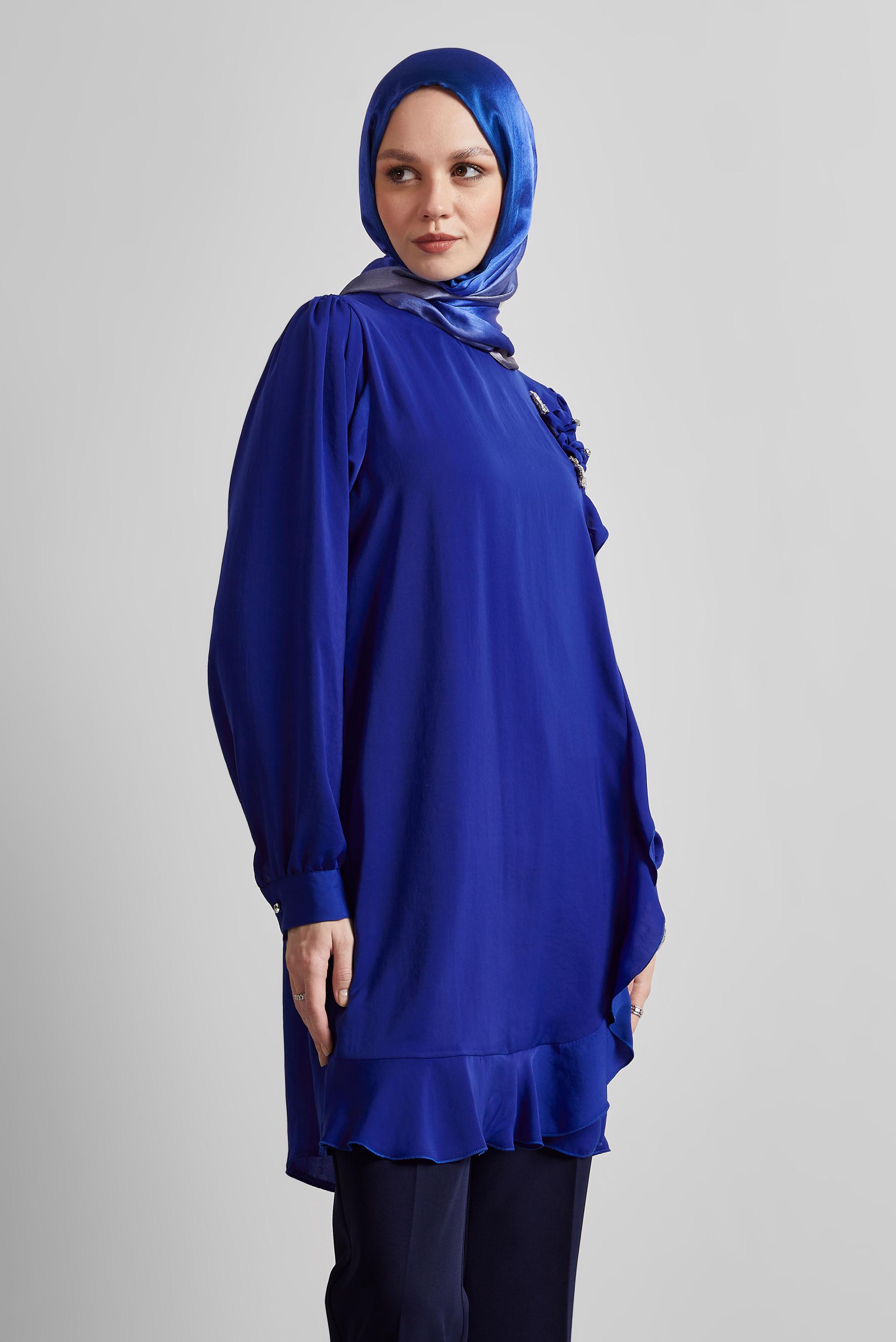 Tesettür giyim LACİVERT TAŞ DETAYLI TUNİK 45322