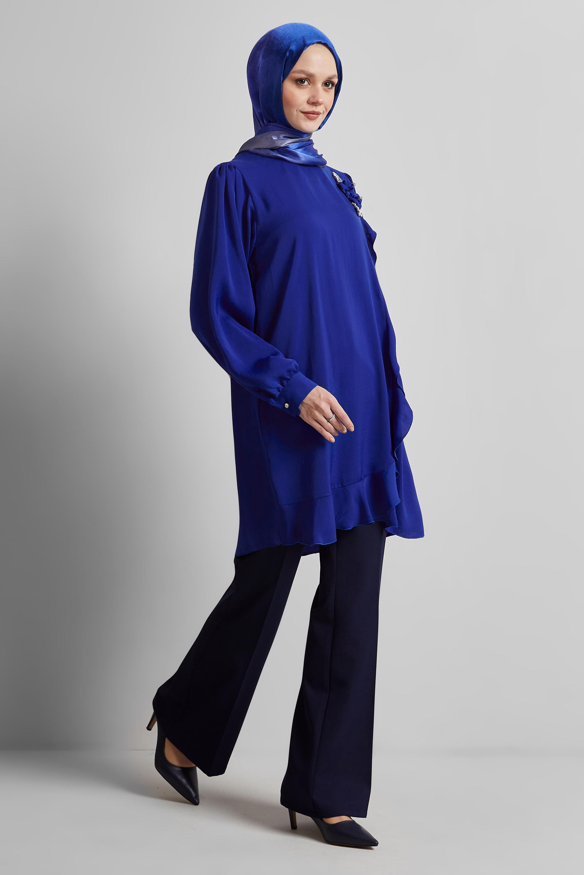 Tesettür giyim LACİVERT TAŞ DETAYLI TUNİK 45322
