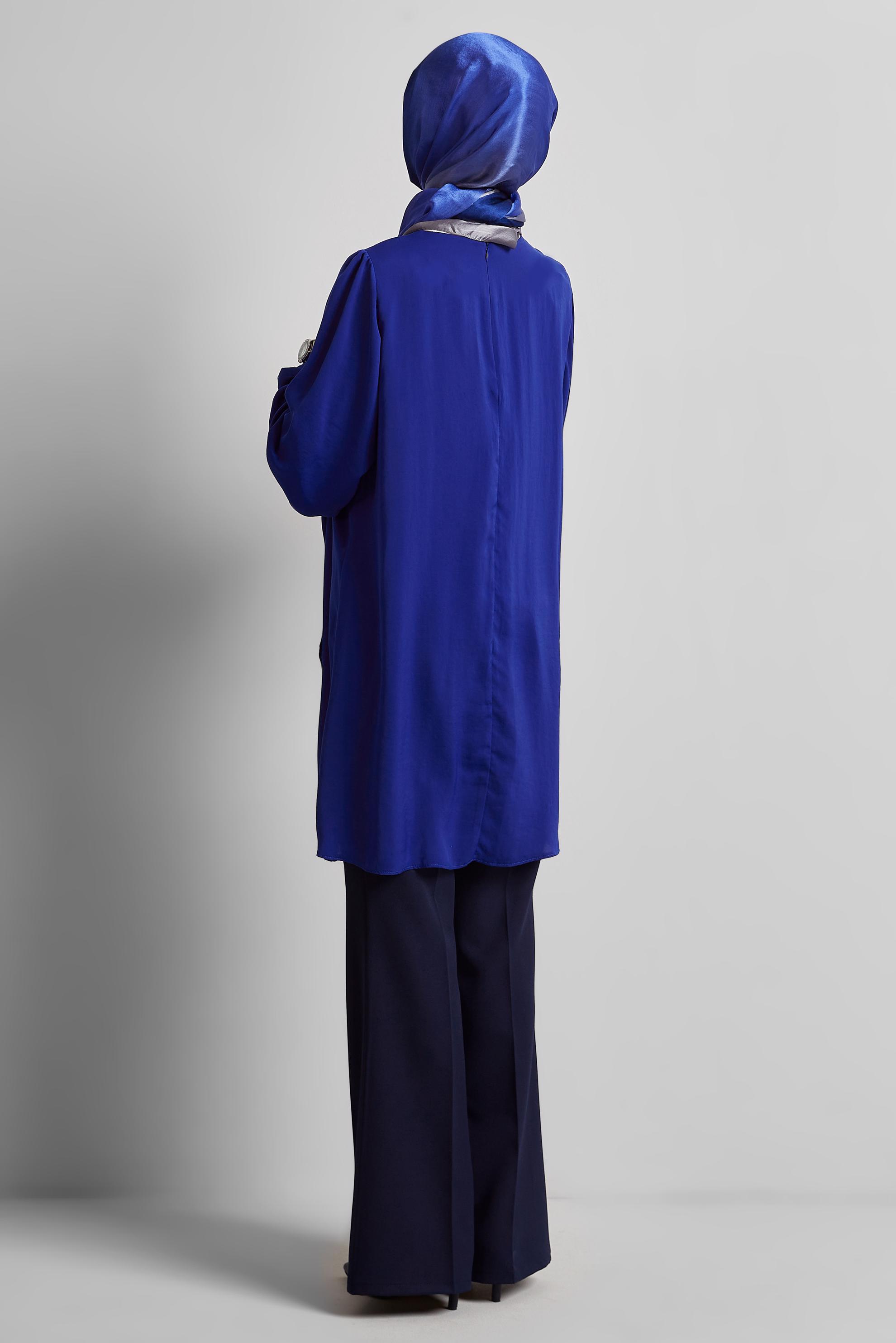 Tesettür giyim LACİVERT TAŞ DETAYLI TUNİK 45322