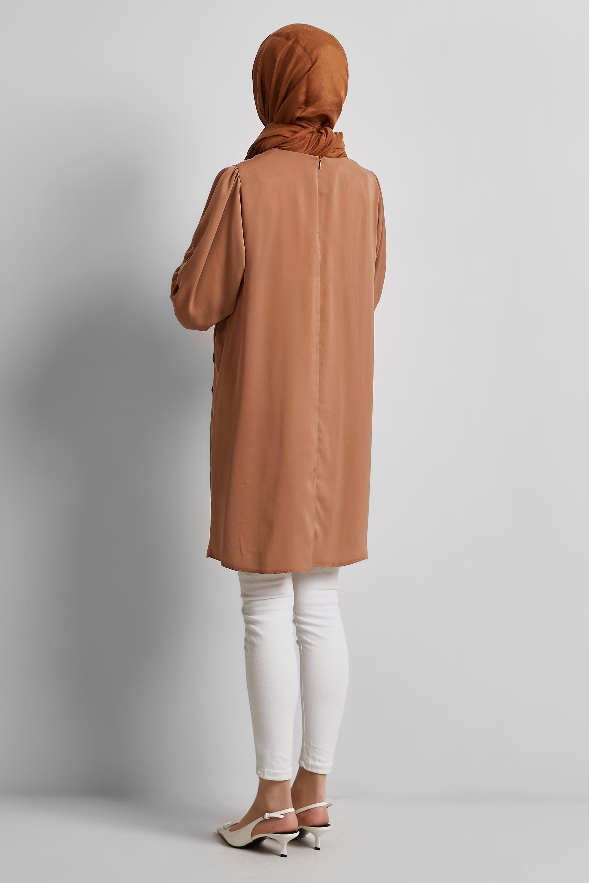 Tesettür giyim KAHVE TAŞ DETAYLI TUNİK 45322