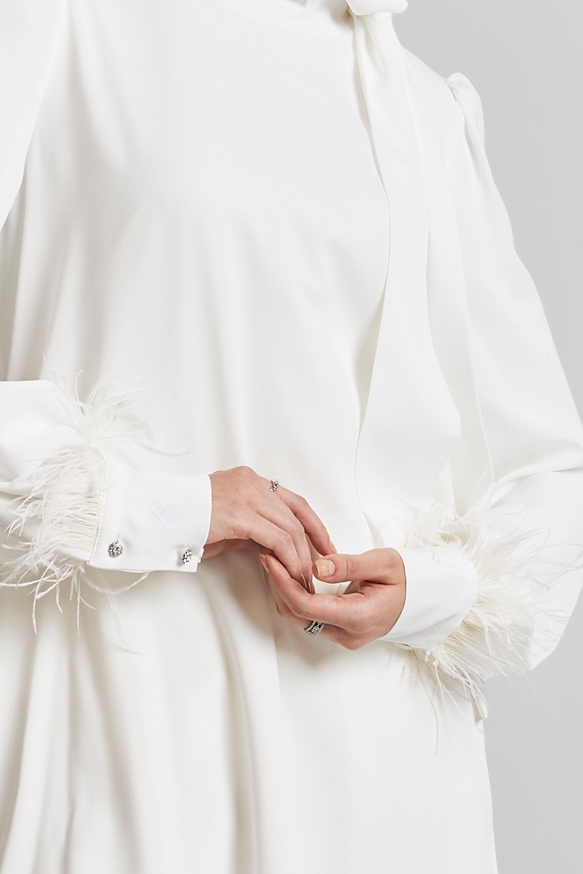 Tesettür giyim BEYAZ TÜY DETAYLI TUNİK 45324