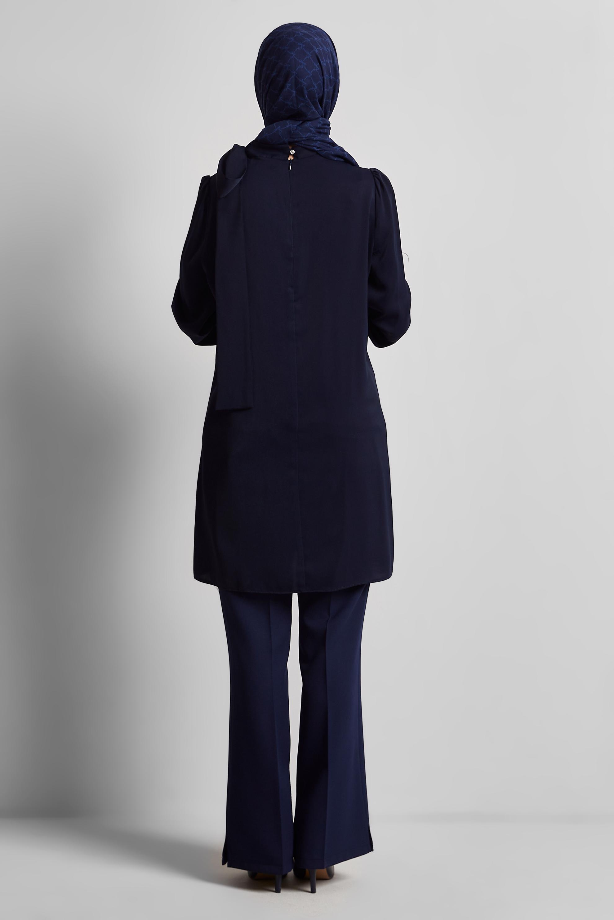 Tesettür giyim LACİVERT TÜY DETAYLI TUNİK 45324