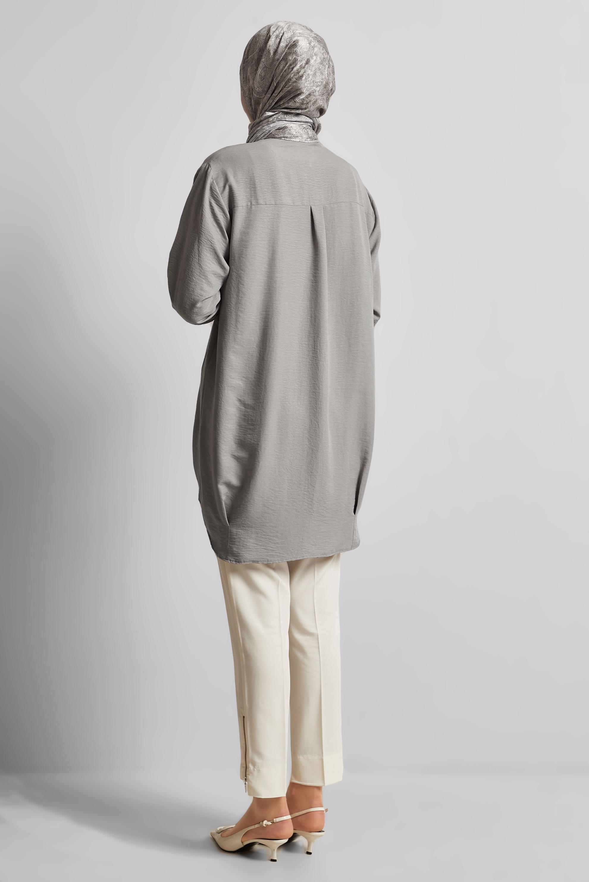 Tesettür giyim GÜMÜŞ GÖMLEK YAKA TUNİK 45325