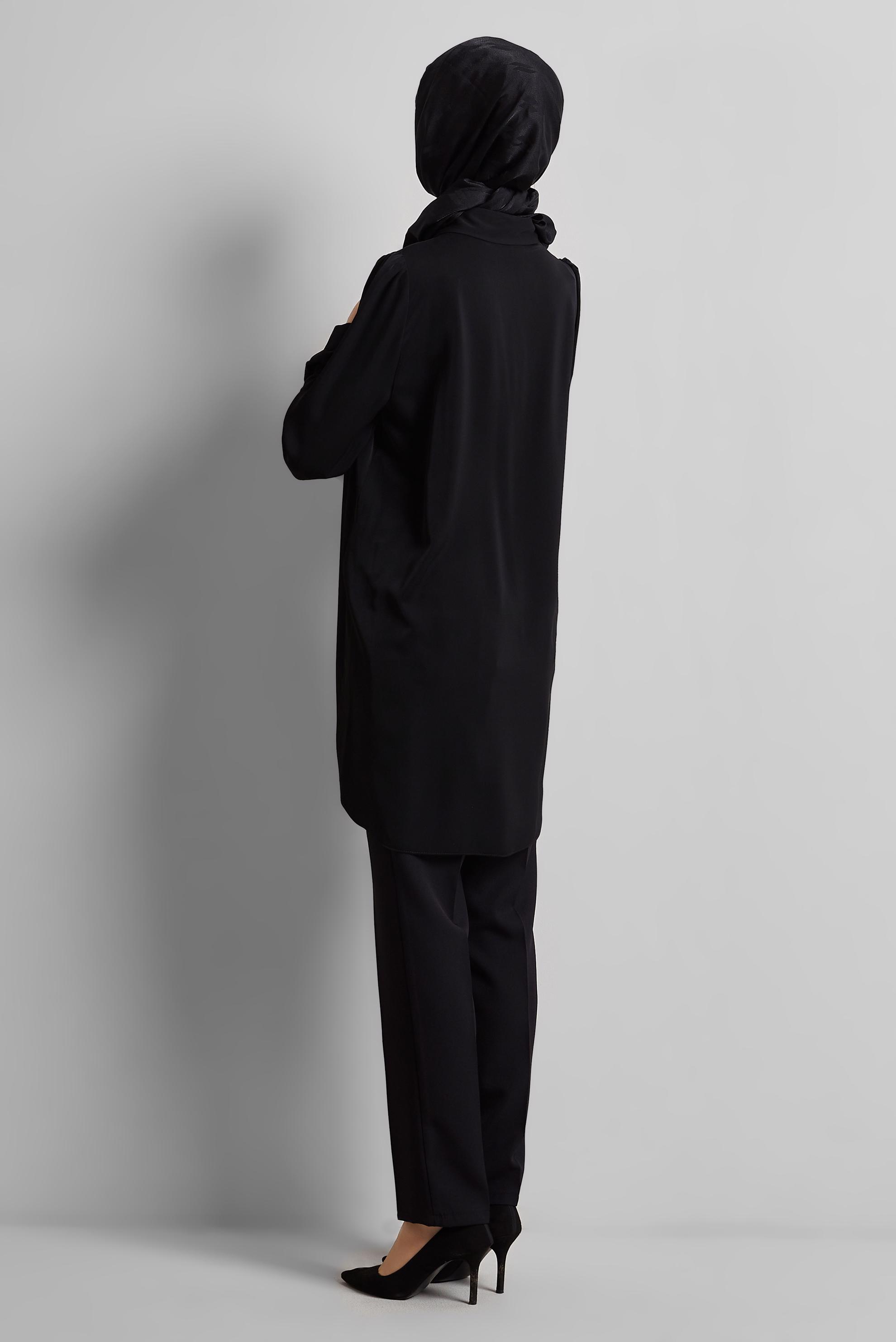 Tesettür giyim SİYAH BONCUK İŞLEMELİ TUNİK 45326