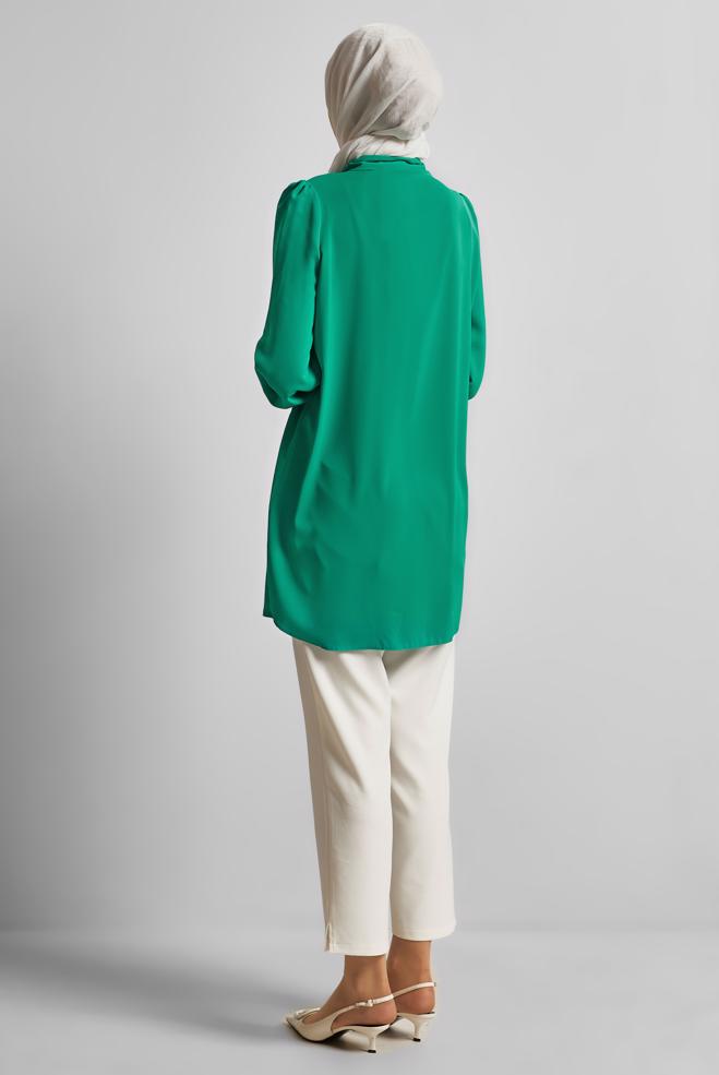 Vêtements hijab BLEU TUNIQUE BRODÉE DE PERLES 45326 - ALVİNA