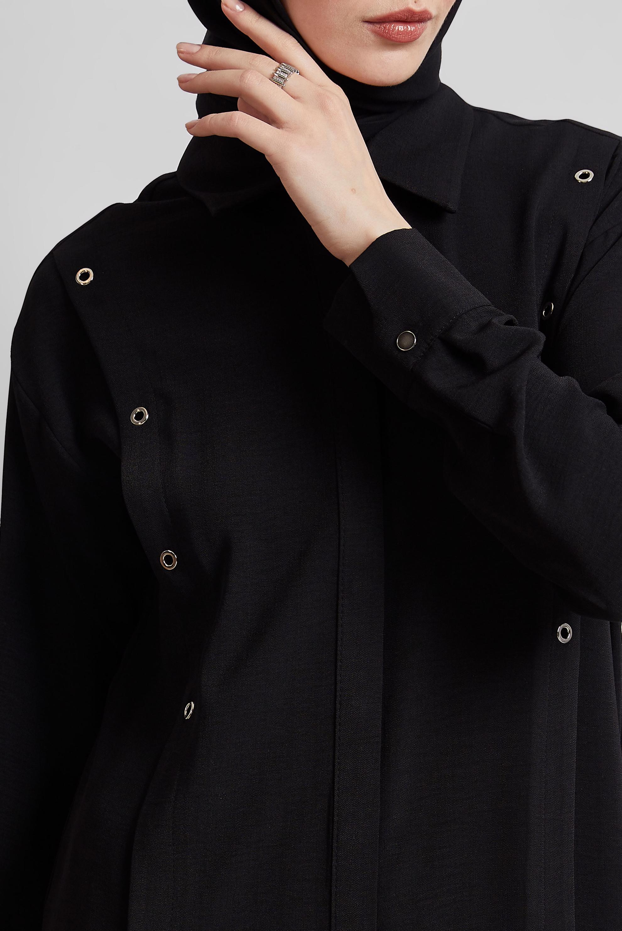 Tesettür giyim SİYAH GÖMLEK YAKA TUNİK 45328