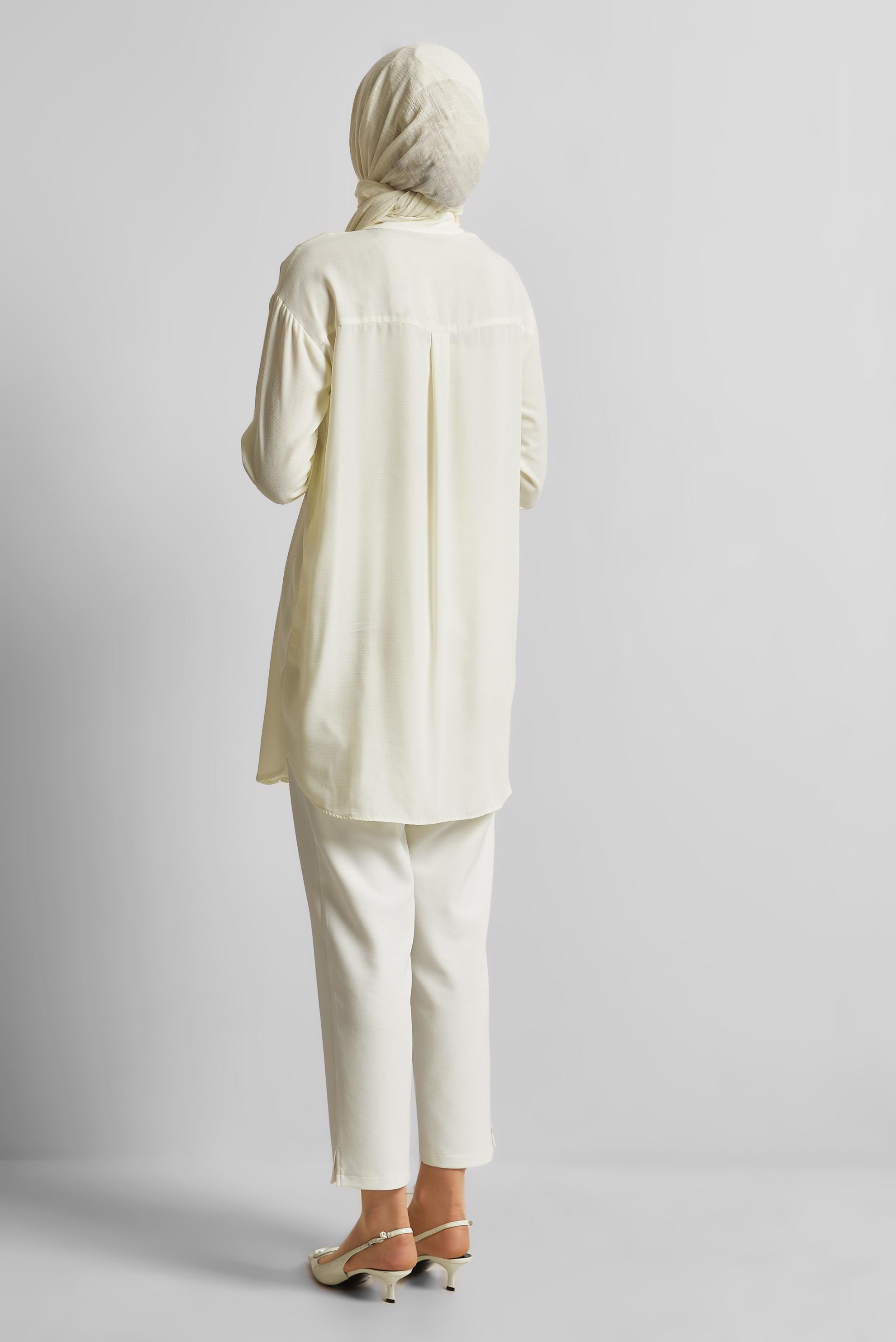 Tesettür giyim BEYAZ GÖMLEK YAKA TUNİK 45328