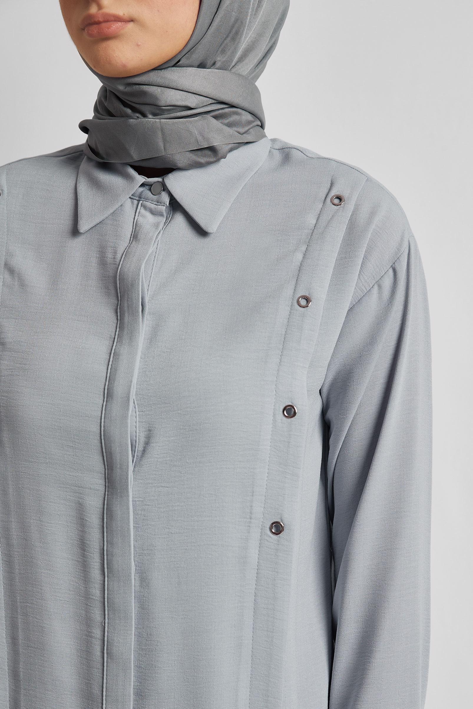 Tesettür giyim GRİ GÖMLEK YAKA TUNİK 45328