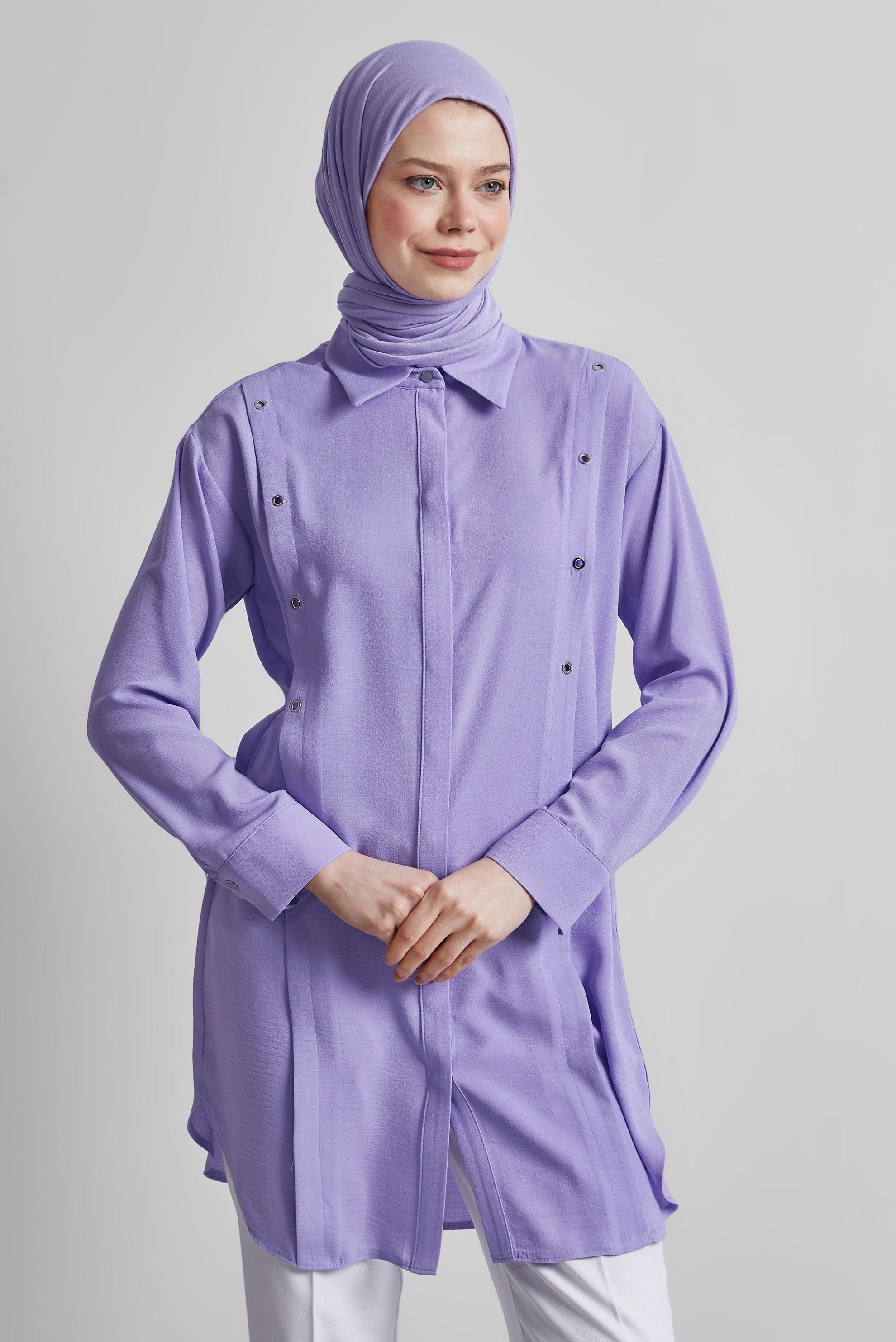 Hijab clothing PURPLE SHIRT COLLAR TUNIC 45328