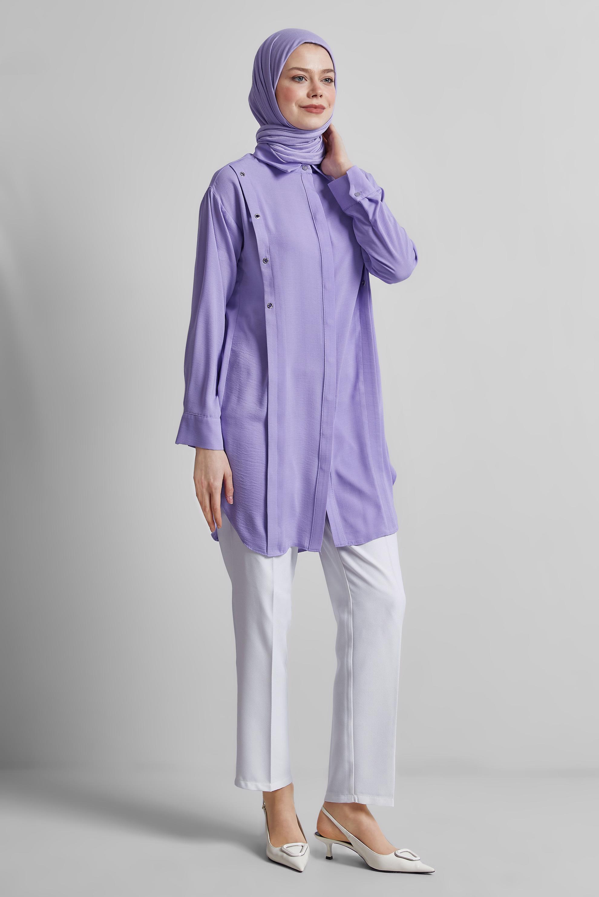 Hijab clothing PURPLE SHIRT COLLAR TUNIC 45328
