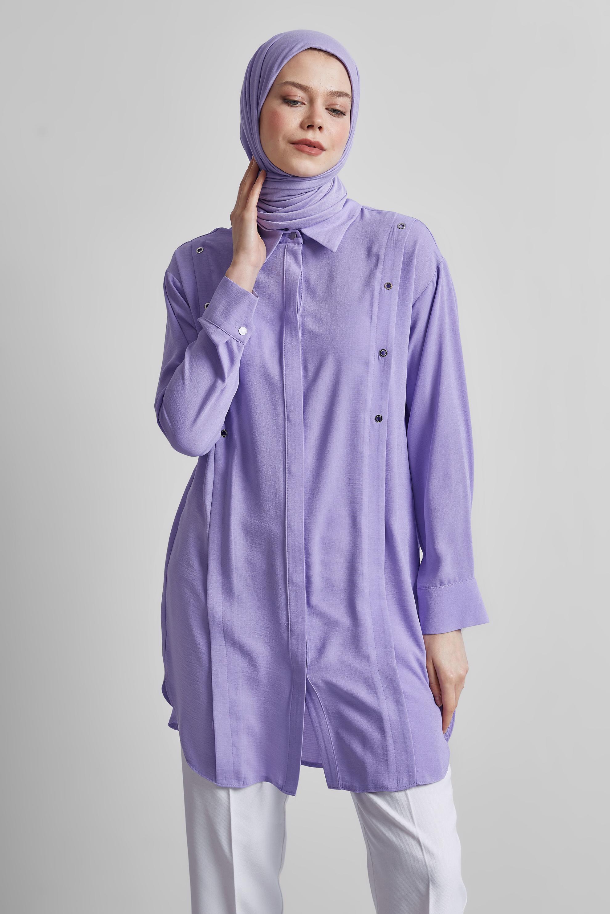 Hijab clothing PURPLE SHIRT COLLAR TUNIC 45328