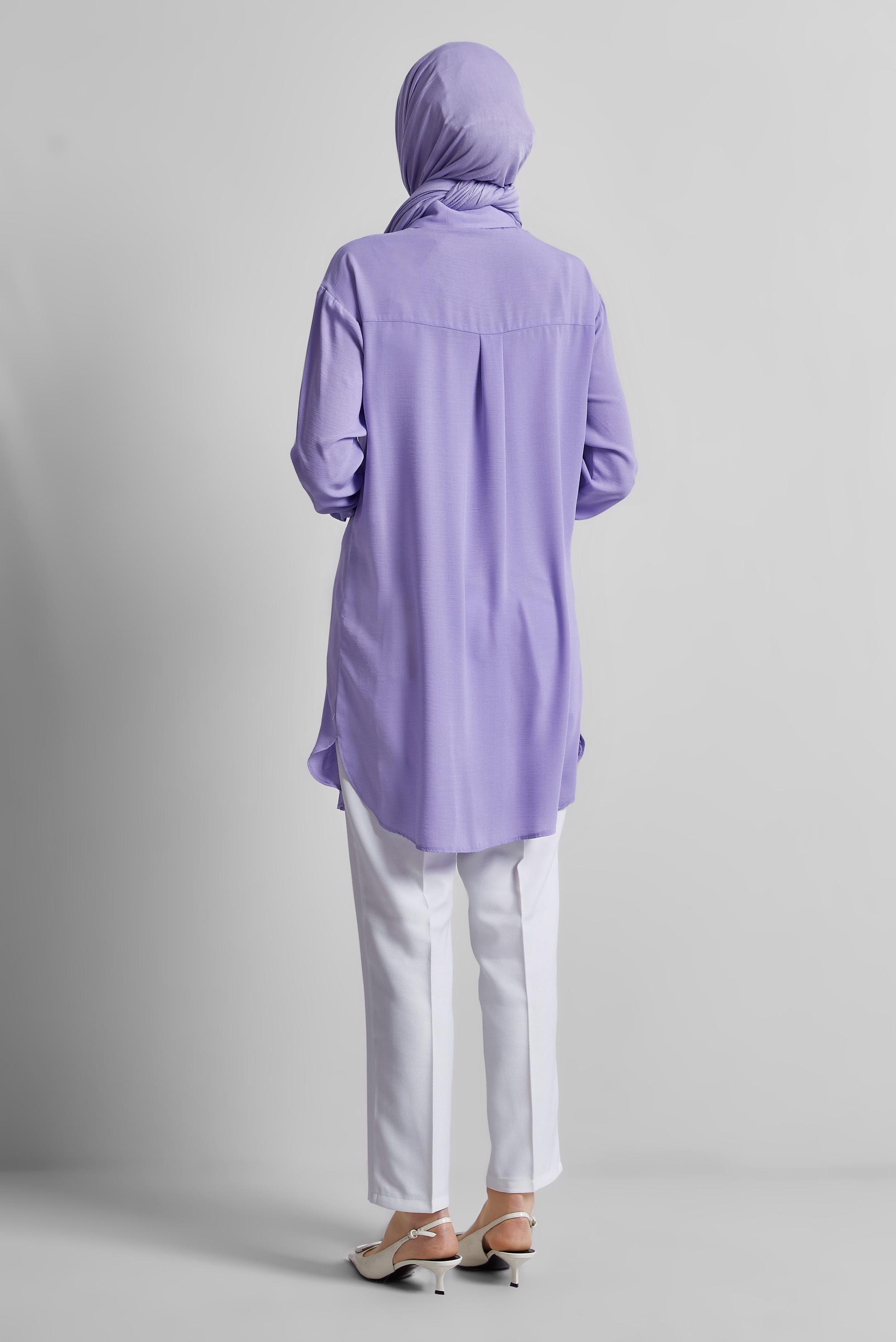 Hijab clothing PURPLE SHIRT COLLAR TUNIC 45328
