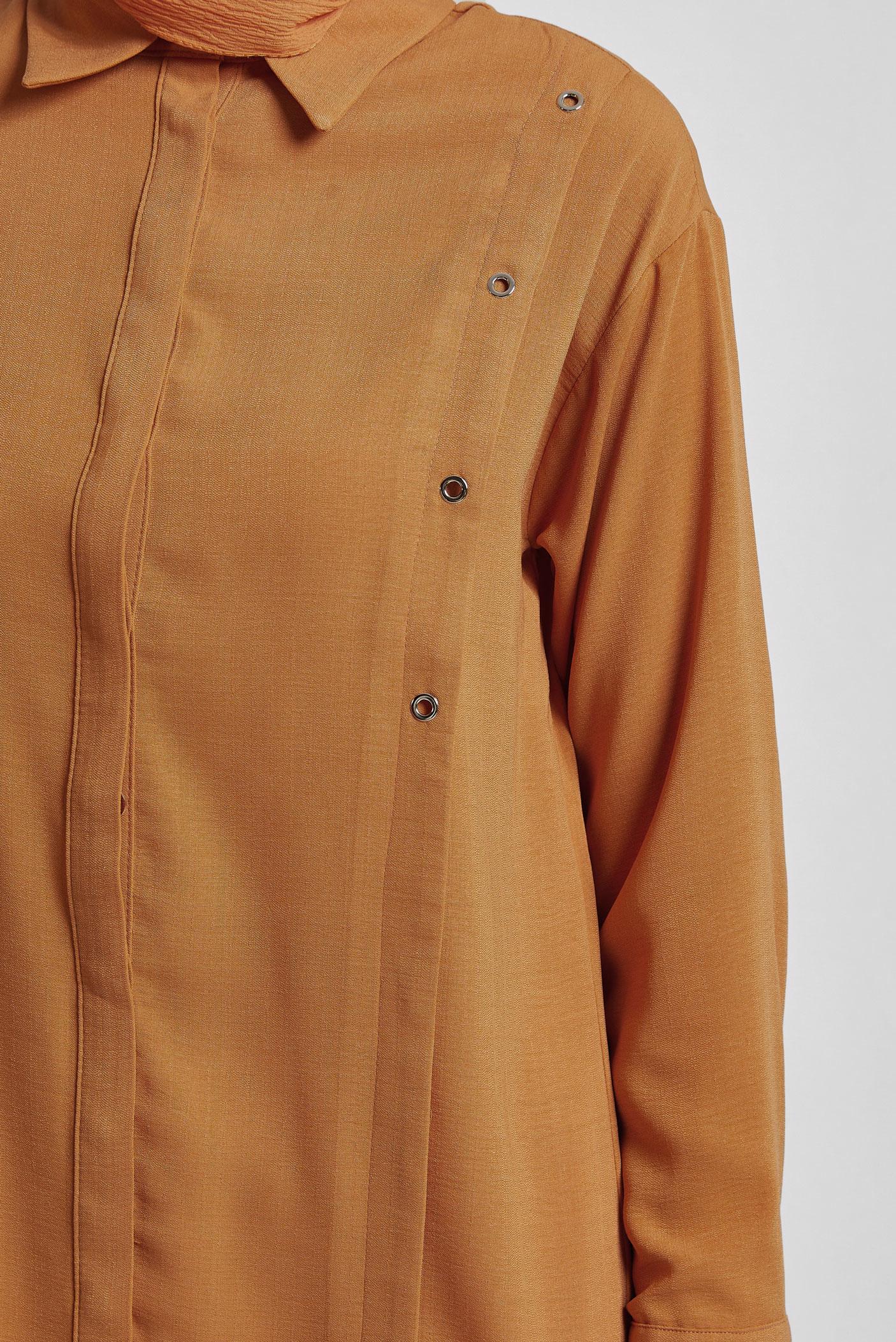 Tesettür giyim TURUNCU GÖMLEK YAKA TUNİK 45328