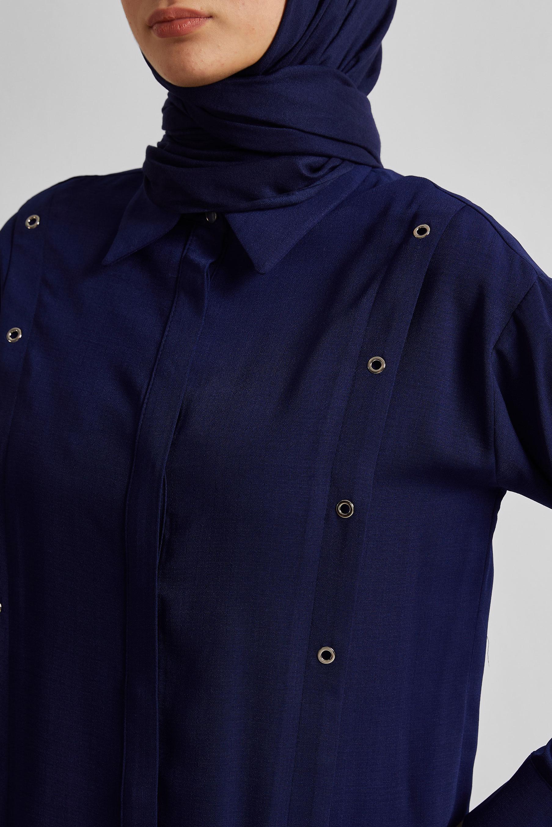 Tesettür giyim LACİVERT GÖMLEK YAKA TUNİK 45328