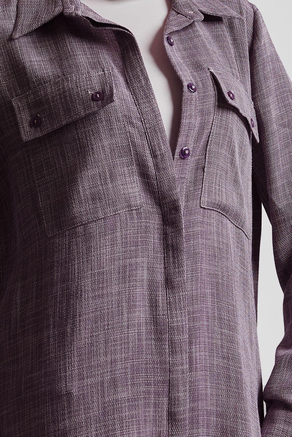 Tesettür giyim MOR GÖMLEK YAKA UZUN TUNİK 45346