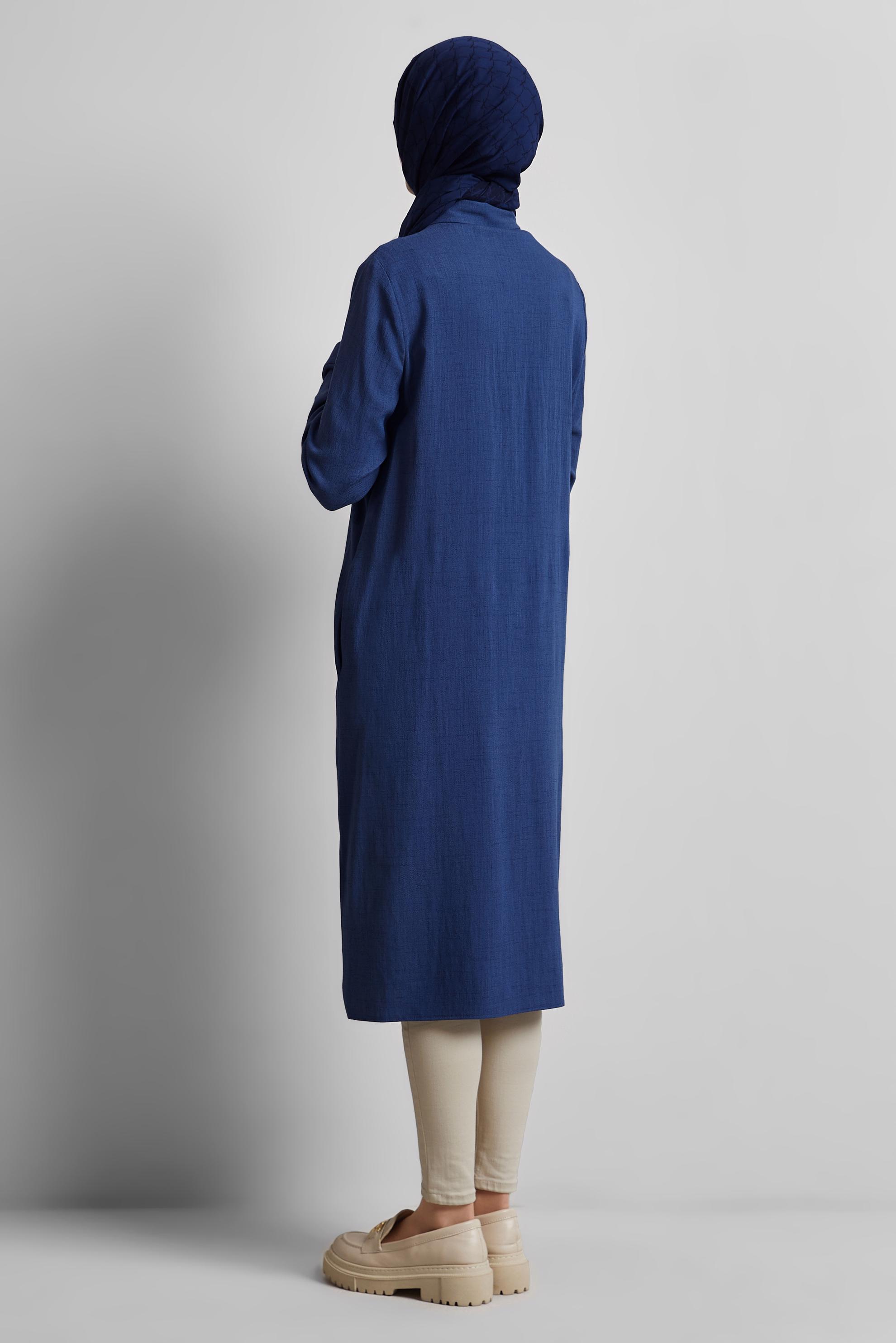 Tesettür giyim LACİVERT GÖMLEK YAKA UZUN TUNİK 45346