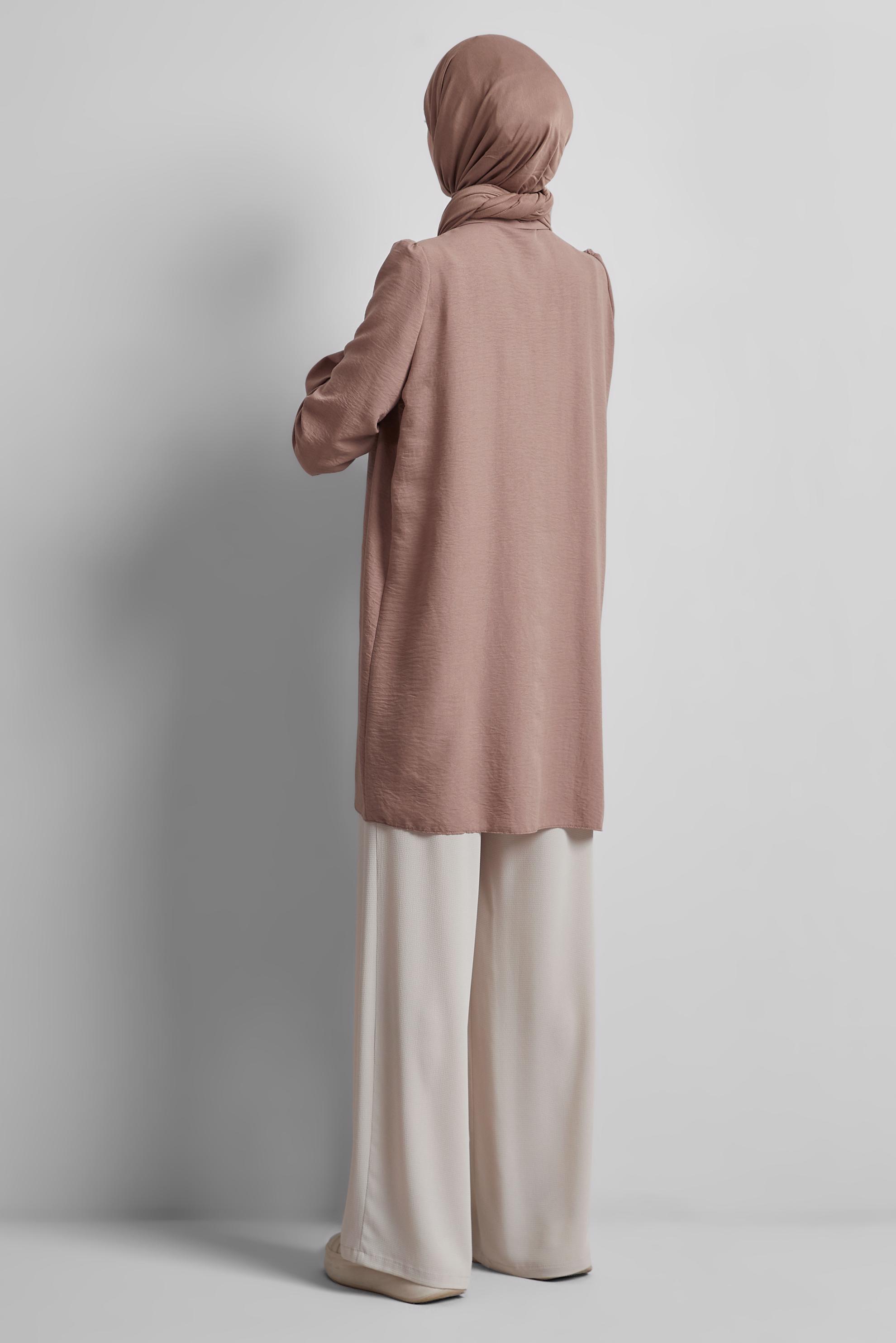 Tesettür giyim VİZON İŞLEME DETAYLI TUNİK 45347